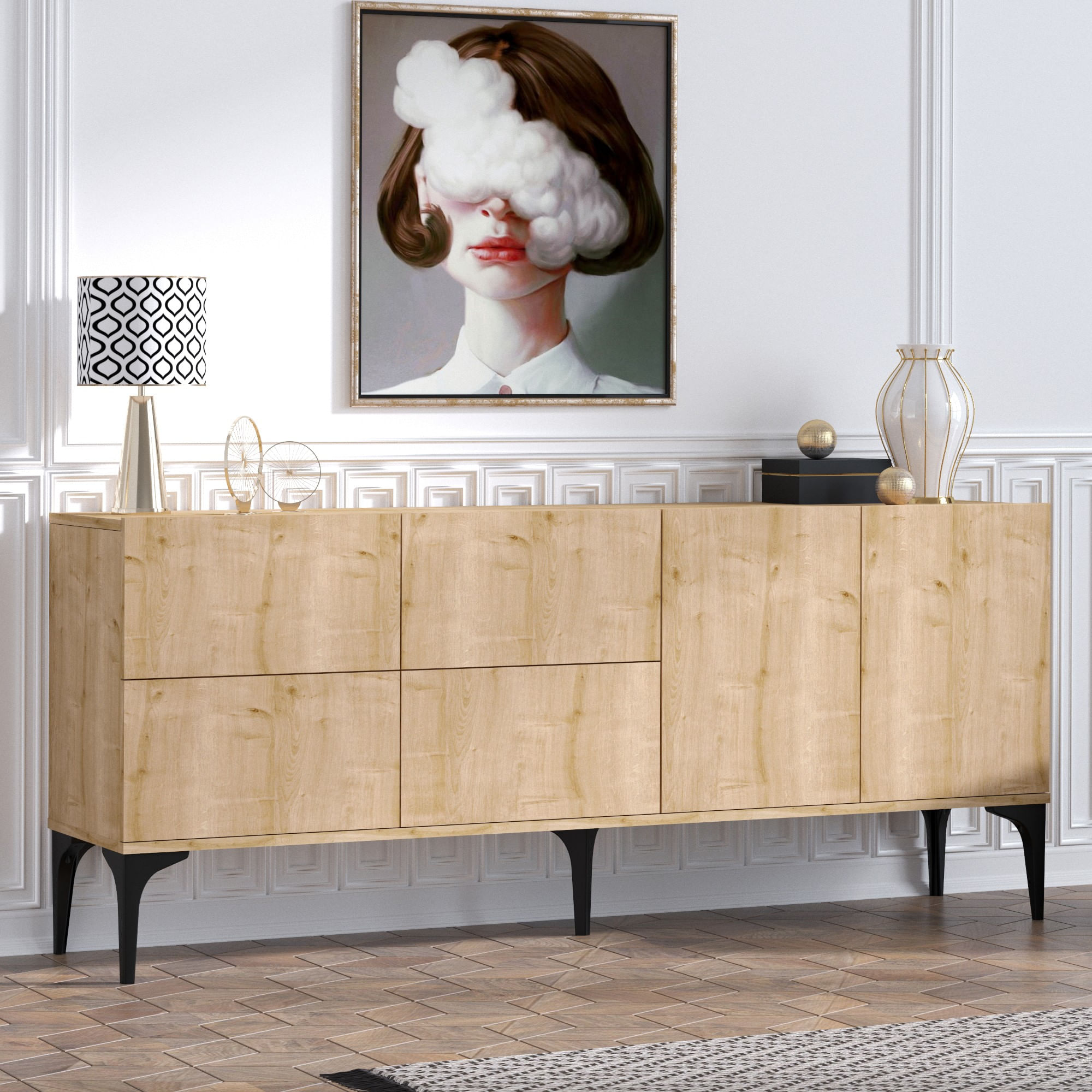 Consola, Hanah Home, pal melaminat, stejar safir, 180x40x80 cm — imaginea 2