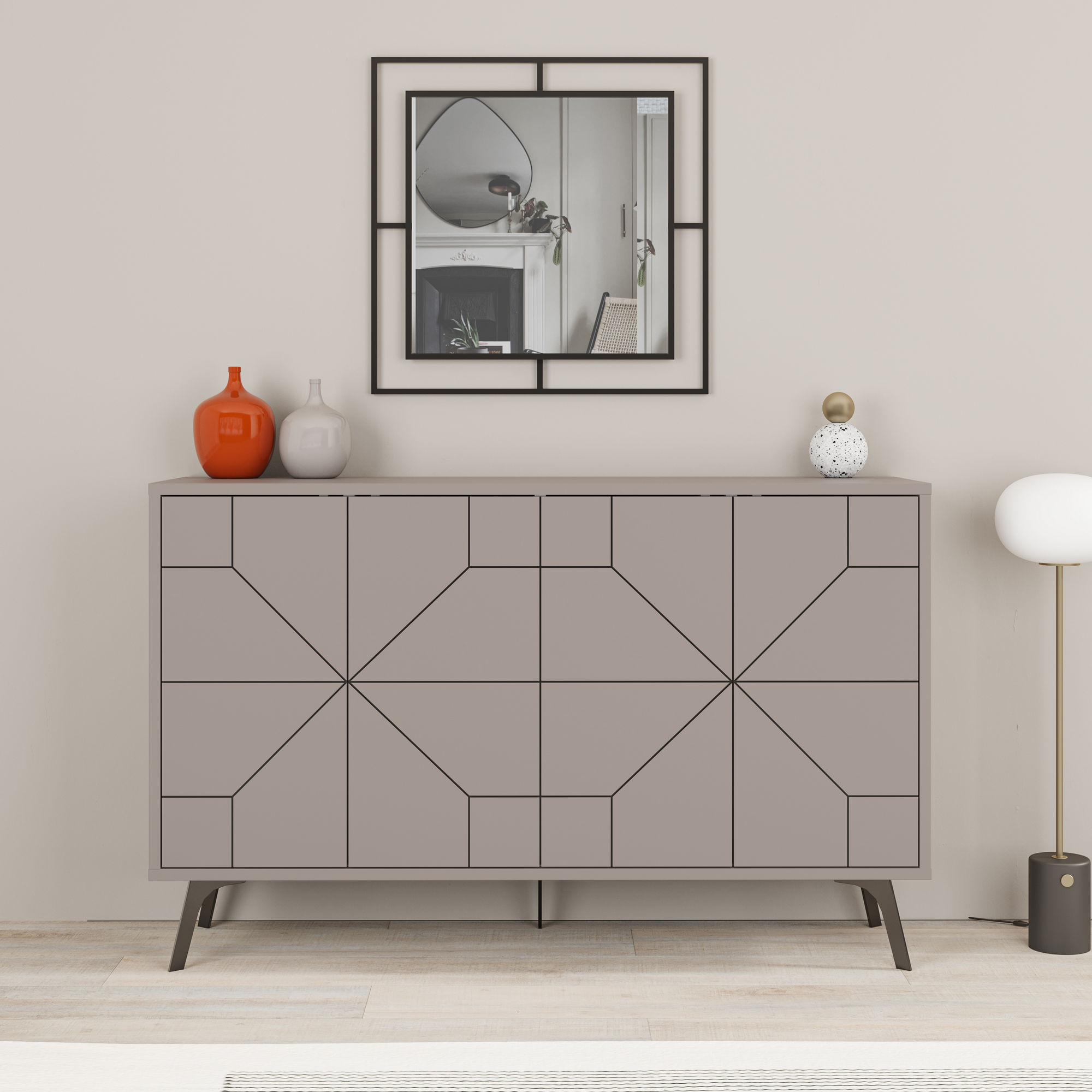Consola, Hanah Home, pal melaminat, mocha deschis, 123x35x62.4 cm — imaginea 5