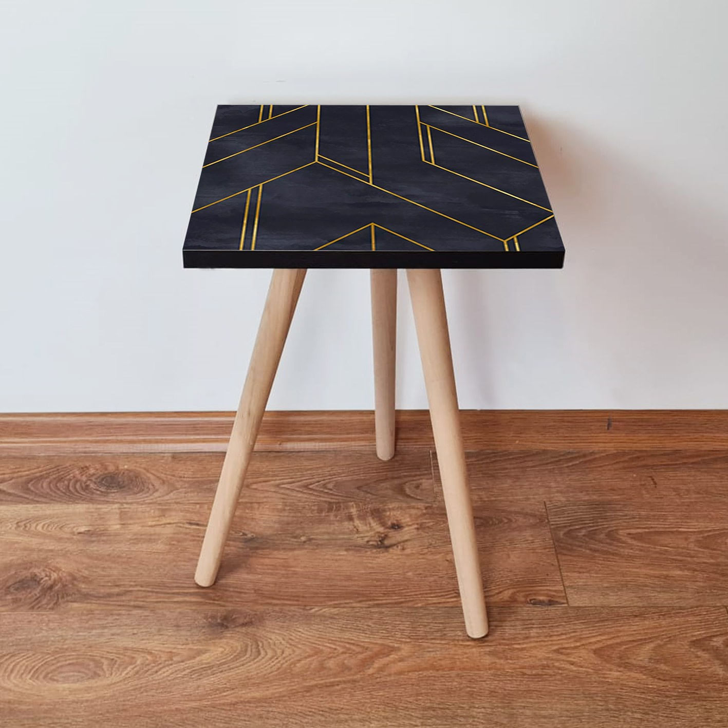 Masuta laterala, Hanah Home, mdf, albastru marin si auriu, 35x35x42 cm, 481LNA1746