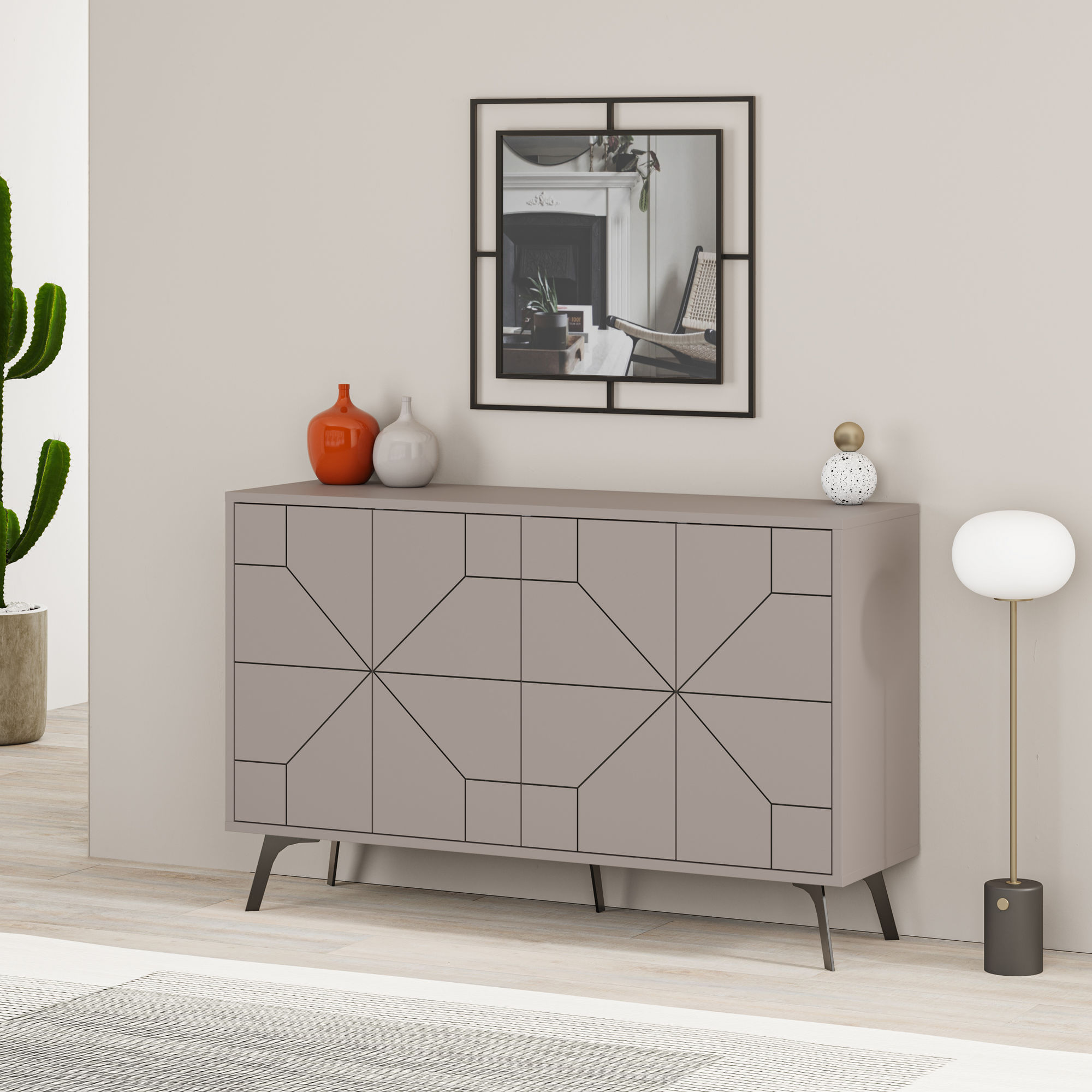 Consola, Hanah Home, pal melaminat, mocha deschis, 123x35x62.4 cm — imaginea 6