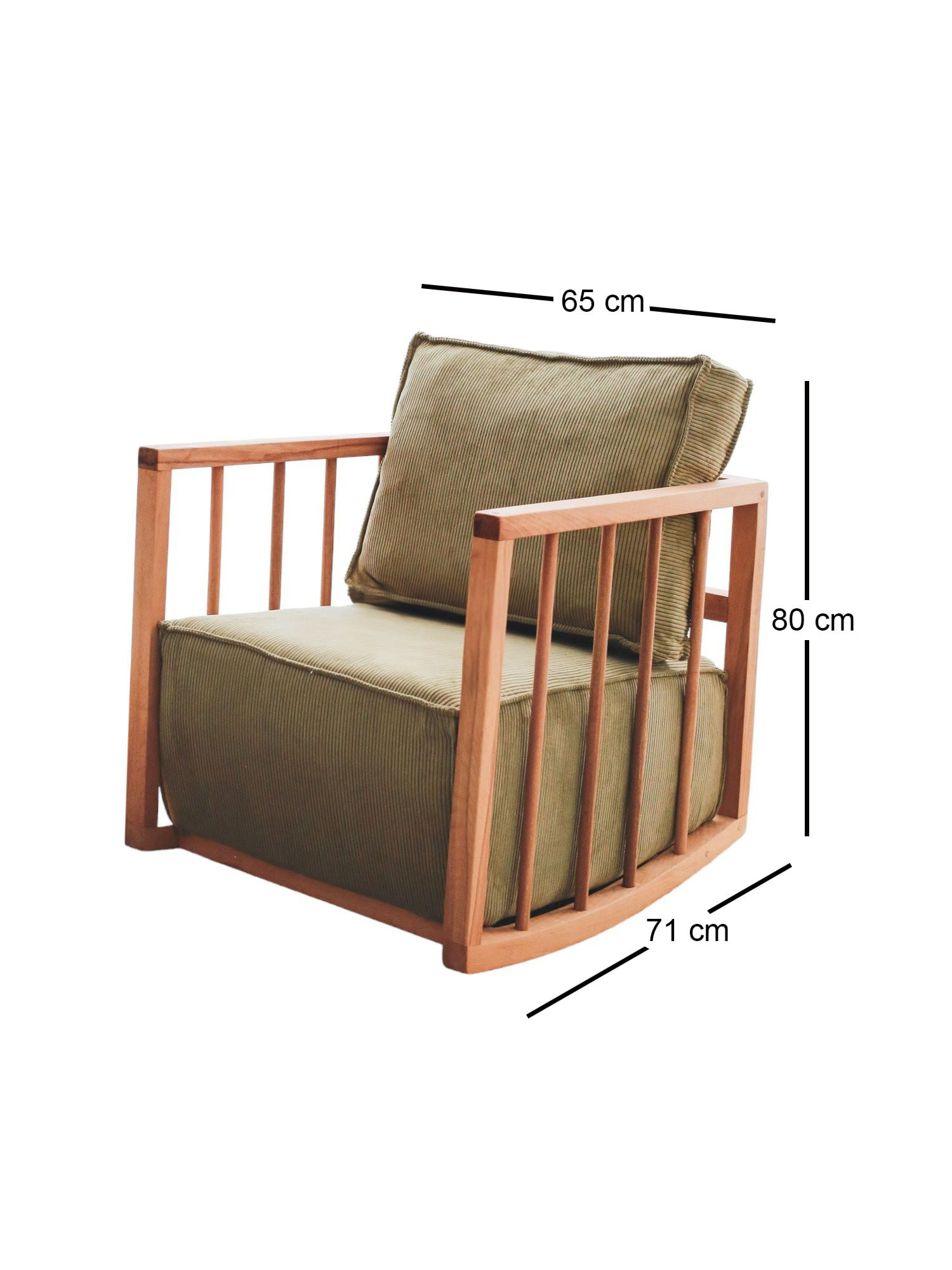 Fotoliu cu aripi, Atelier Del Sofa, lemn, kaki, 65x80x71 cm — imaginea 3