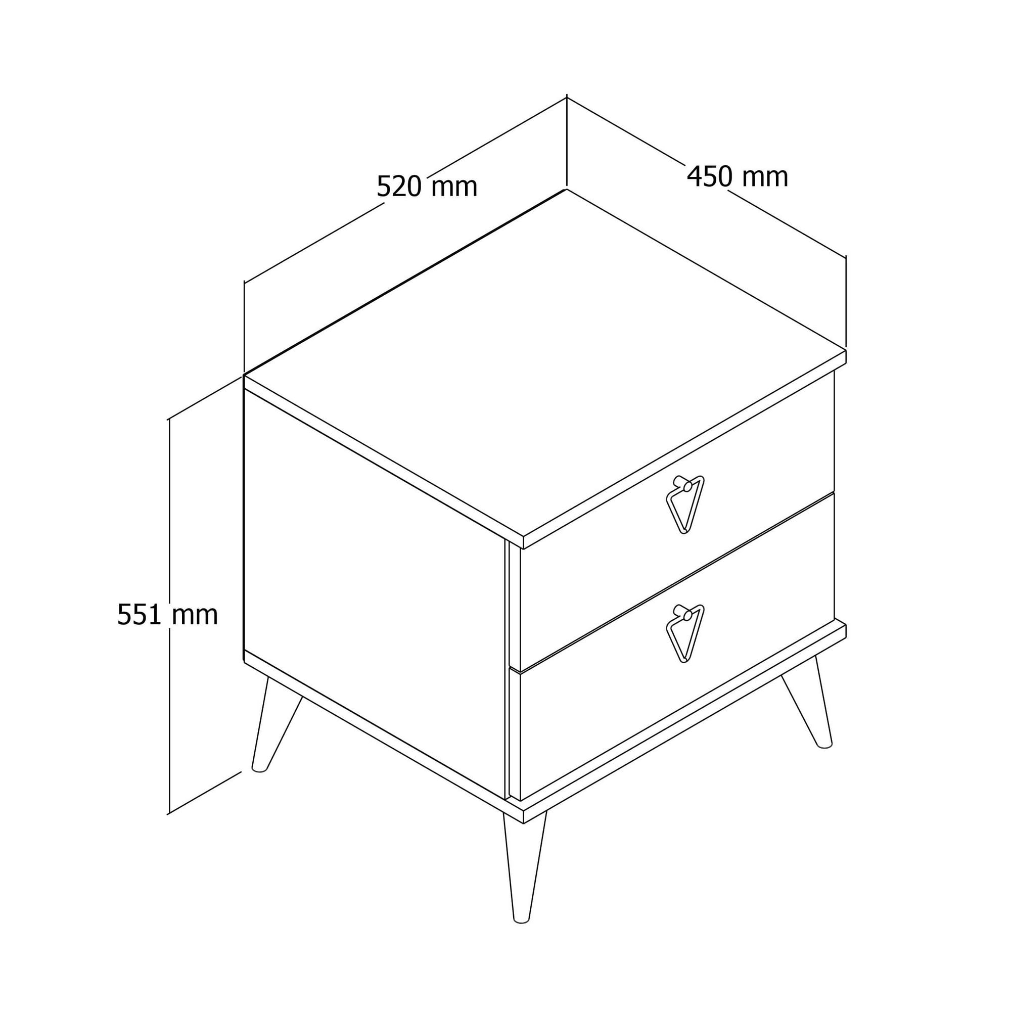 Noptiera, Hanah Home, pal melaminat, alb, 52x45x55.1 cm — imaginea 2