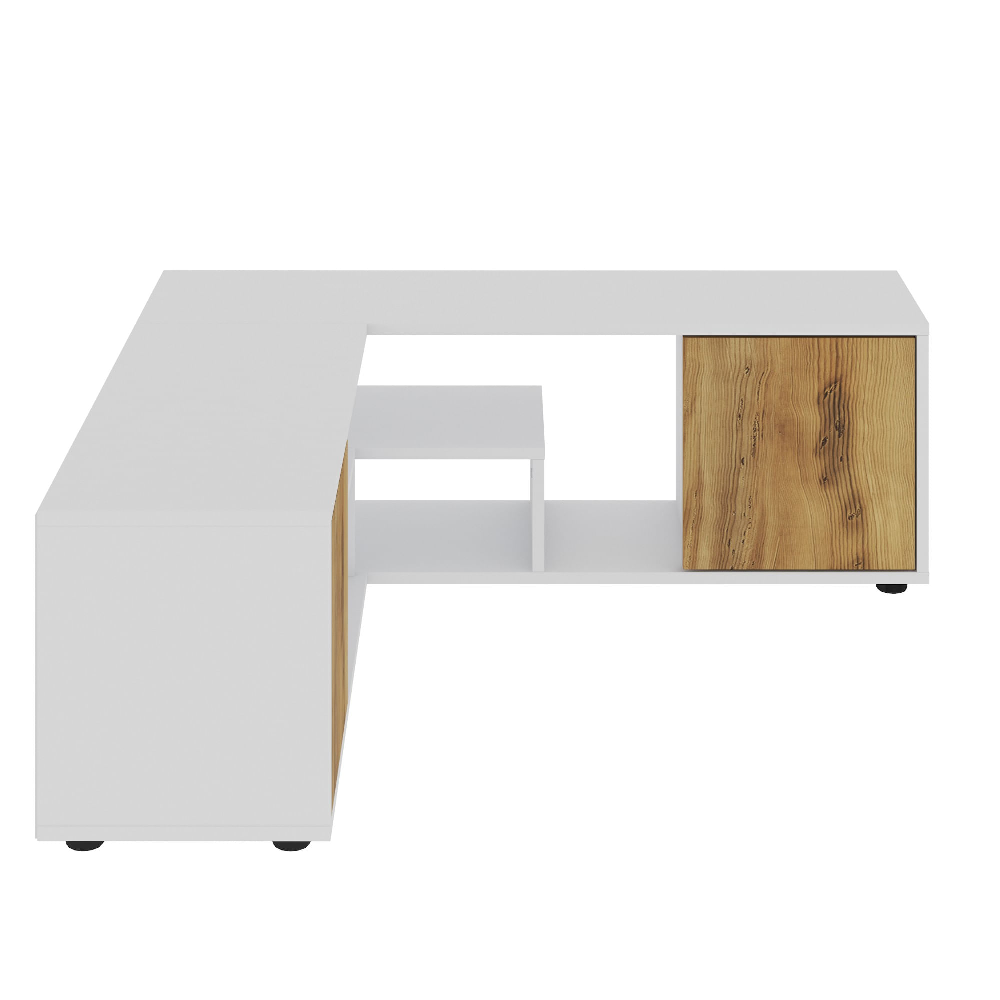 Comoda tv, Hanah Home, pal melaminat, alb si stejar, 125x40x35 cm — imaginea 3