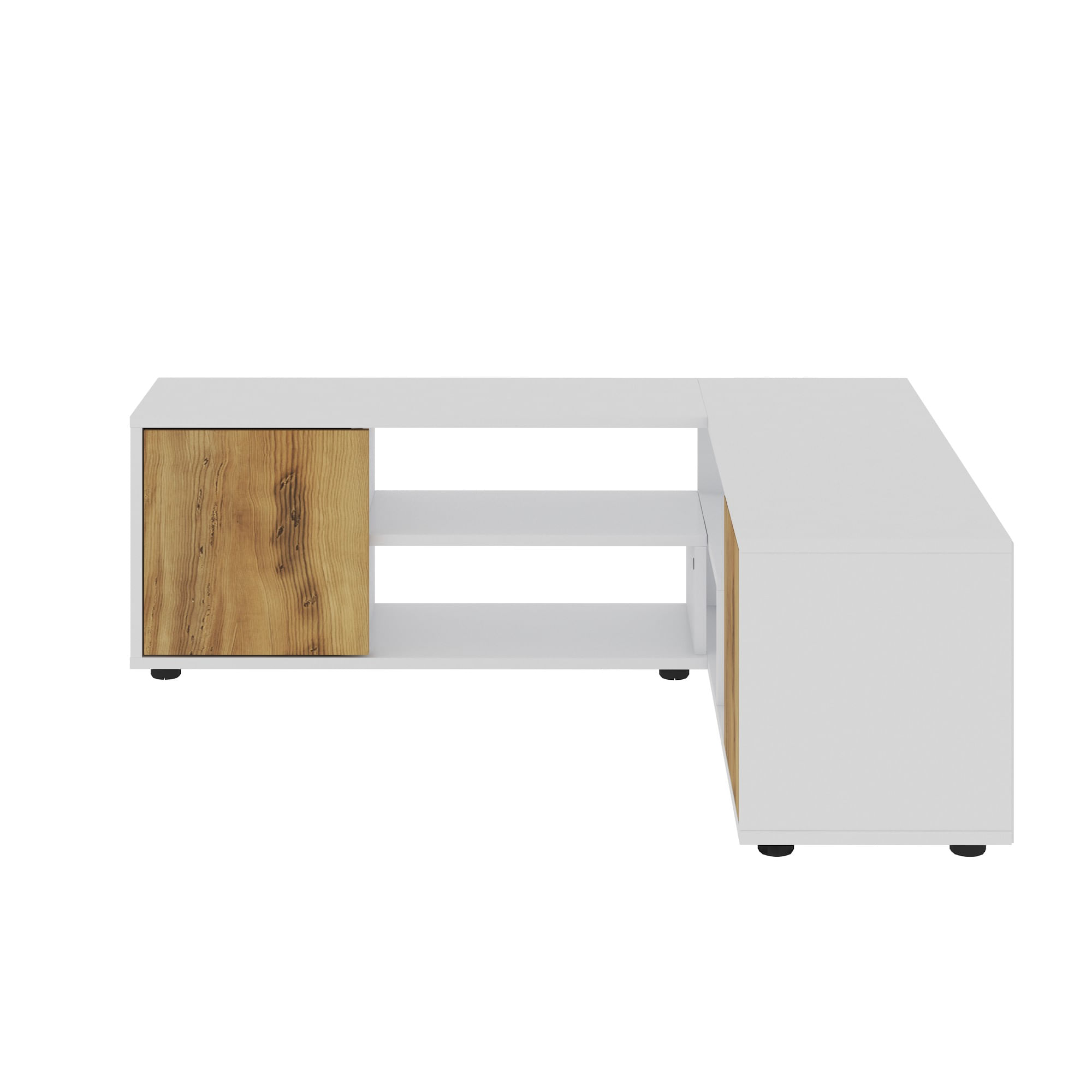 Comoda tv, Hanah Home, pal melaminat, alb si stejar, 125x40x35 cm — imaginea 4