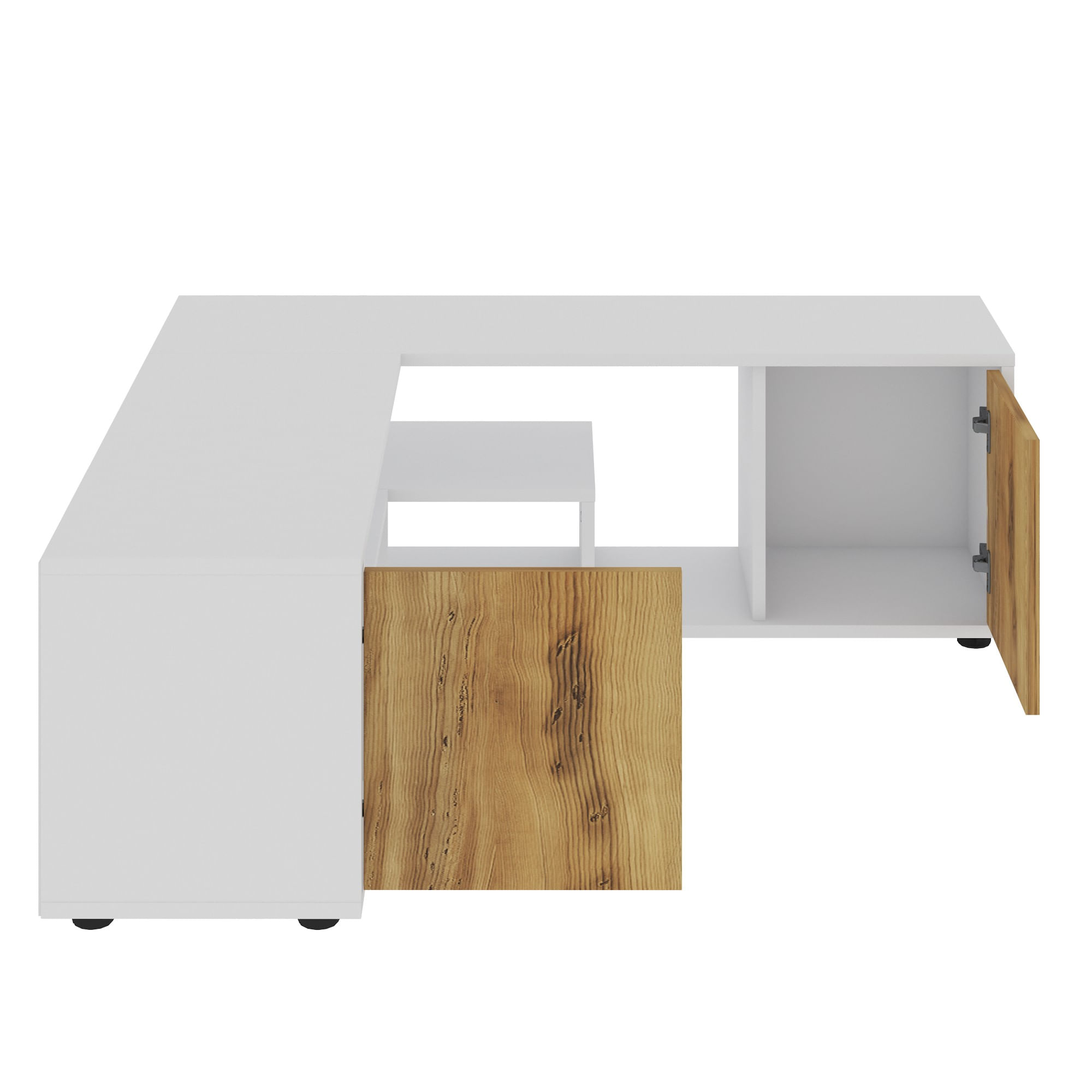 Comoda tv, Hanah Home, pal melaminat, alb si stejar, 125x40x35 cm — imaginea 6