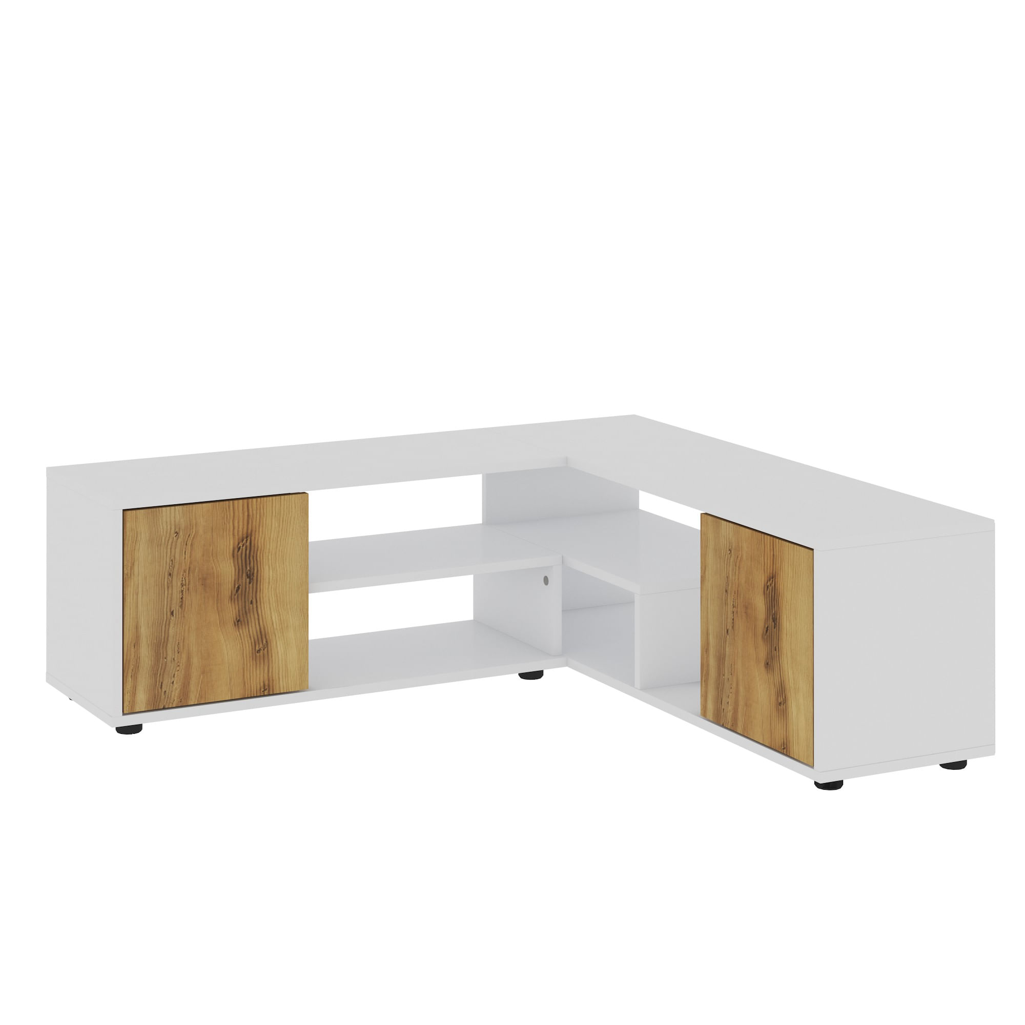 Comoda tv, Hanah Home, pal melaminat, alb si stejar, 125x40x35 cm — imaginea 7