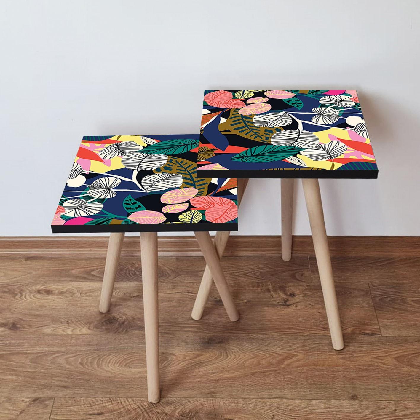 Set masute de cafea, Hanah Home, mdf, multicolor, 35x35x47 cm, 2 piese, 481LNA2436