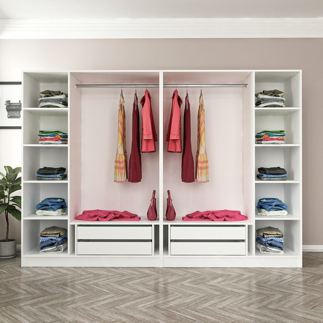 Sifonier, Hanah Home, pal melaminat, alb negru, 270x52x210 cm, 506MNR2735 — imaginea 7