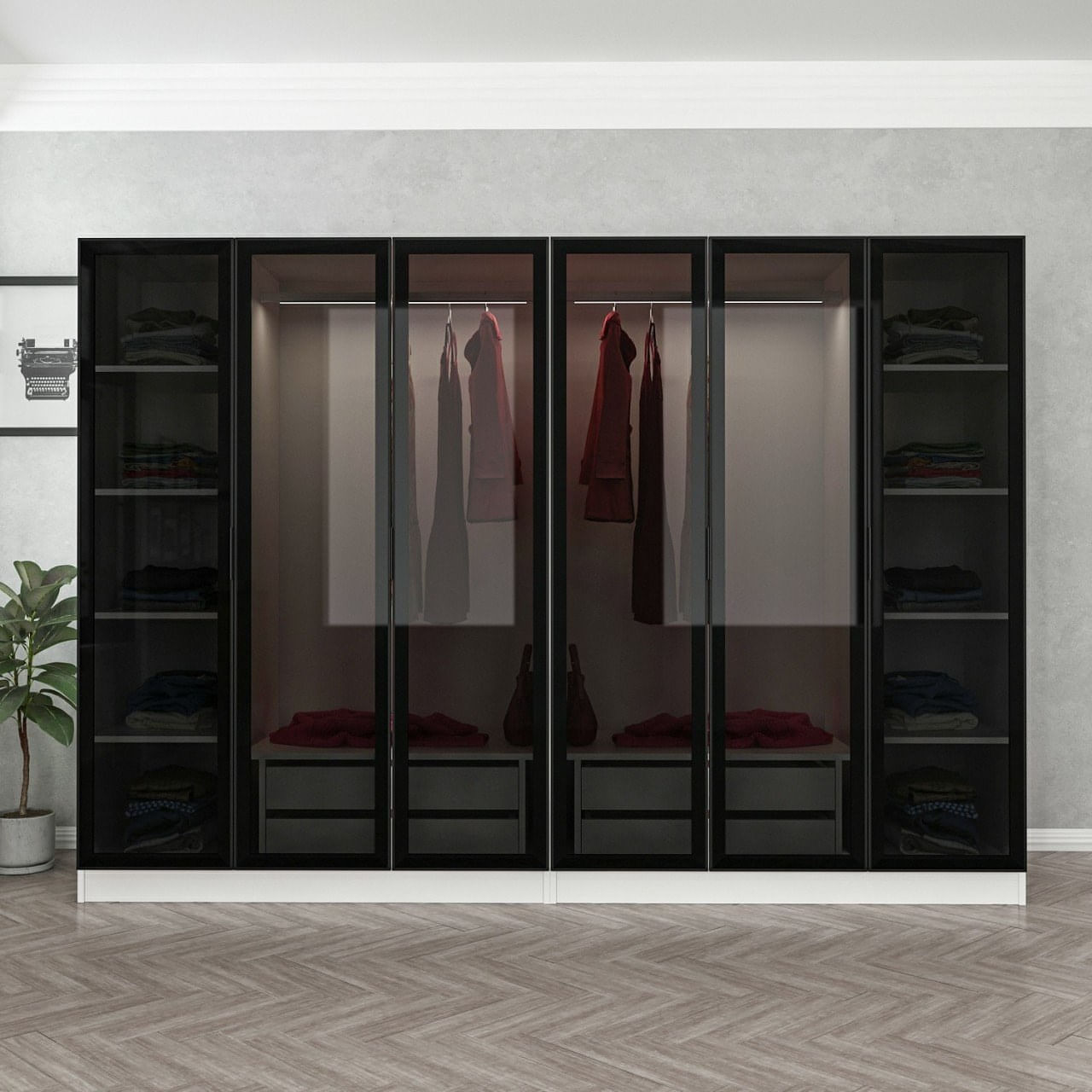 Sifonier, Hanah Home, pal melaminat, alb negru, 270x52x210 cm, 506MNR2735 — imaginea 8