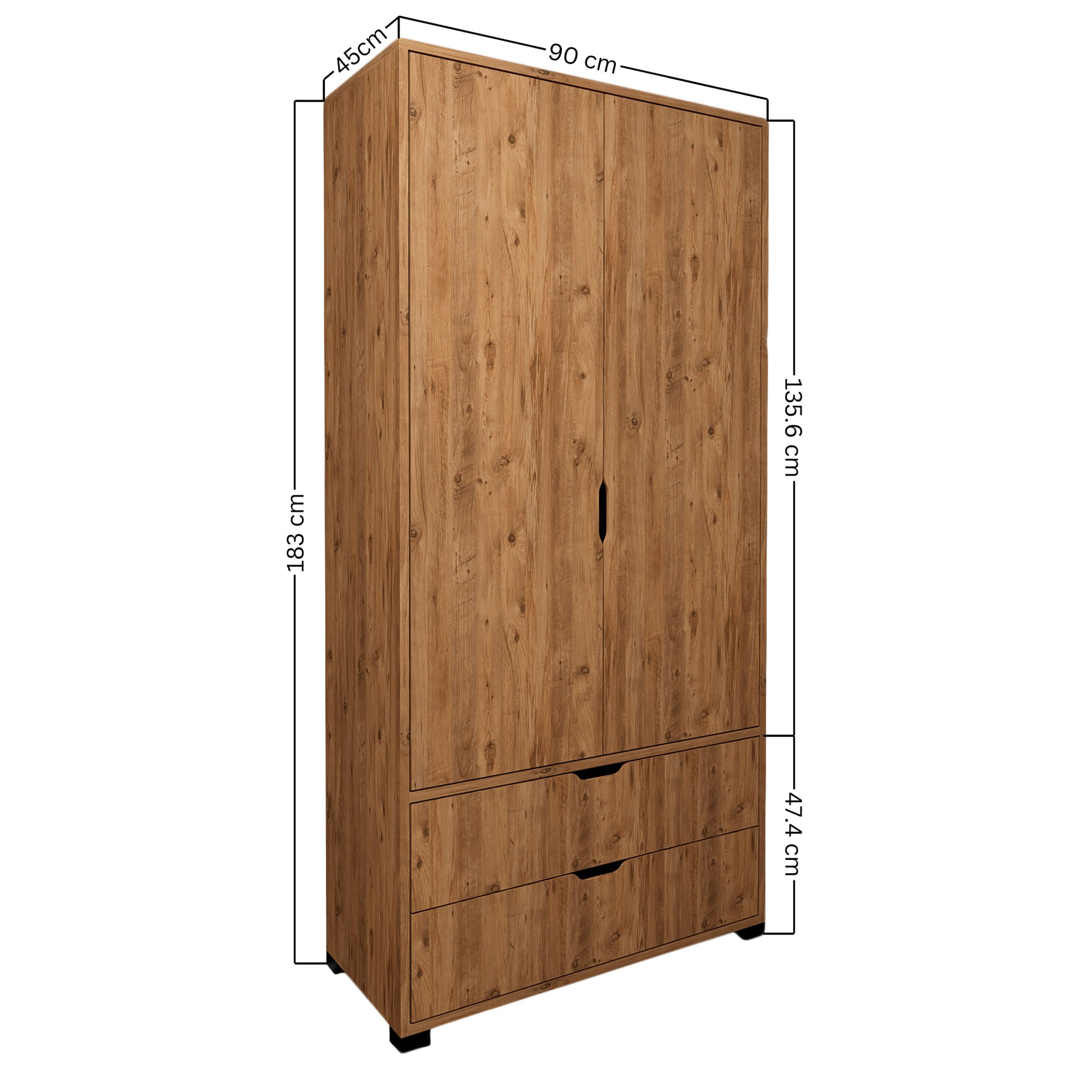 Dulap, Hanah Home, pal melaminat, pin atlantic, 90x45x183 cm