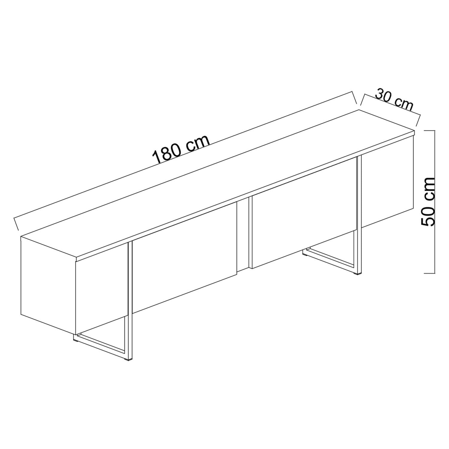 Comoda tv, Hanah Home, pal melaminat, antracit si negru, 180x30x50 cm