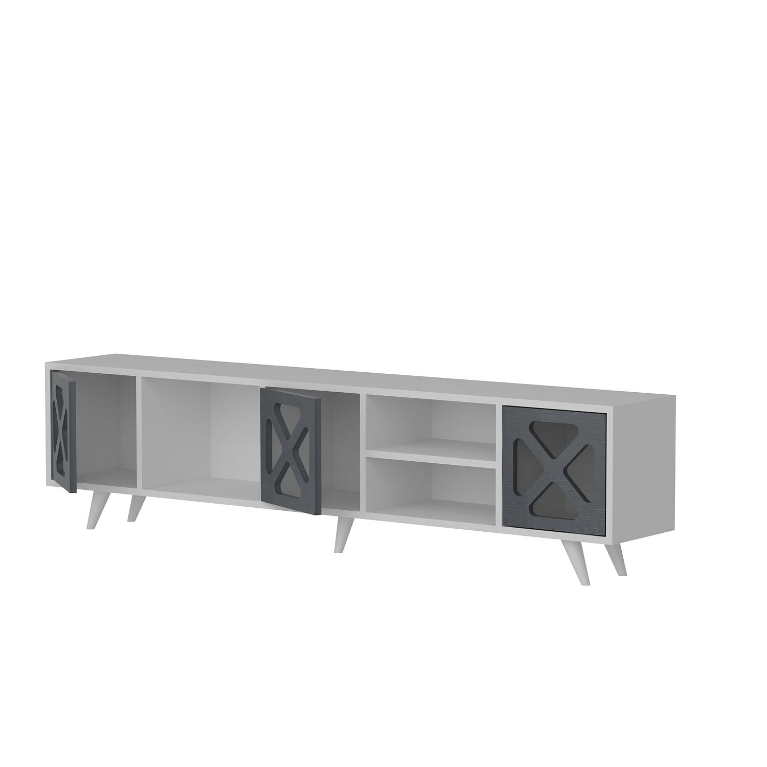 Comoda tv, Hanah Home, pal melaminat, alb si antracit, 180x45.7x29.5 cm — imaginea 2