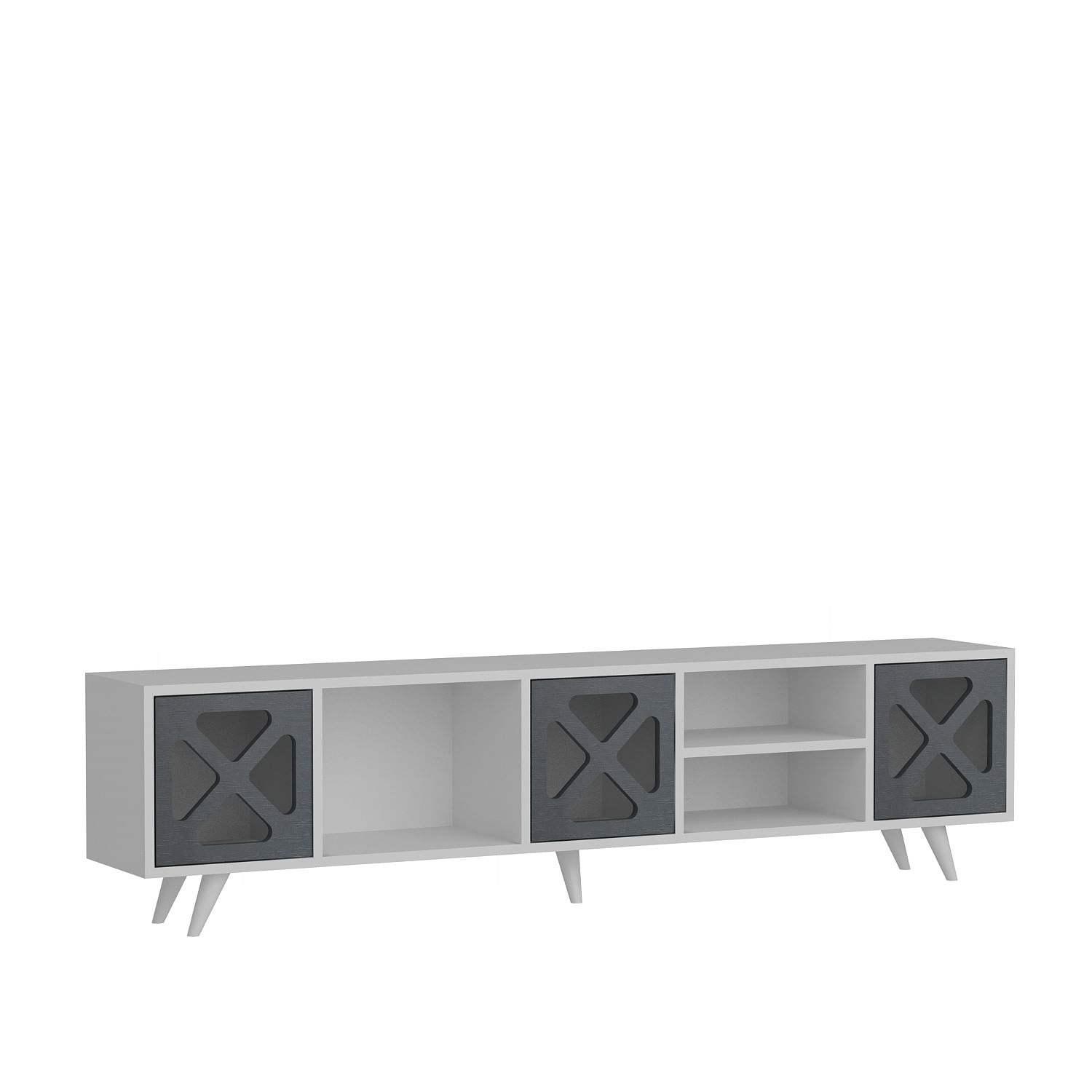 Comoda tv, Hanah Home, pal melaminat, alb si antracit, 180x45.7x29.5 cm — imaginea 4