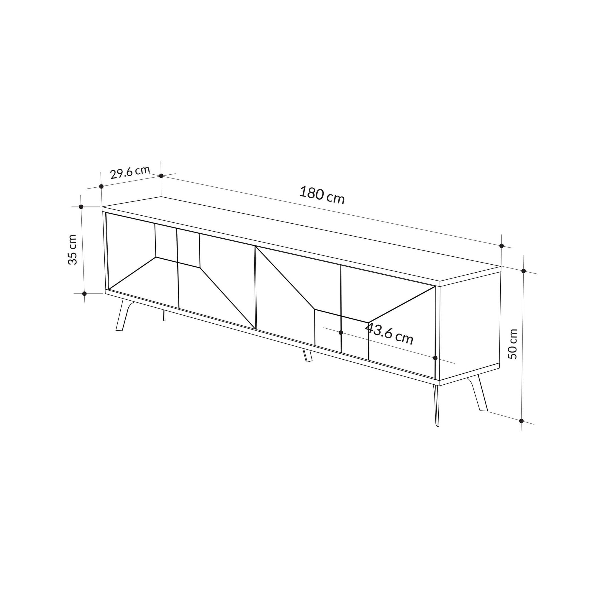 Comoda tv, Hanah Home, pal melaminat, antracit, 180x50x29.6 cm — imaginea 4