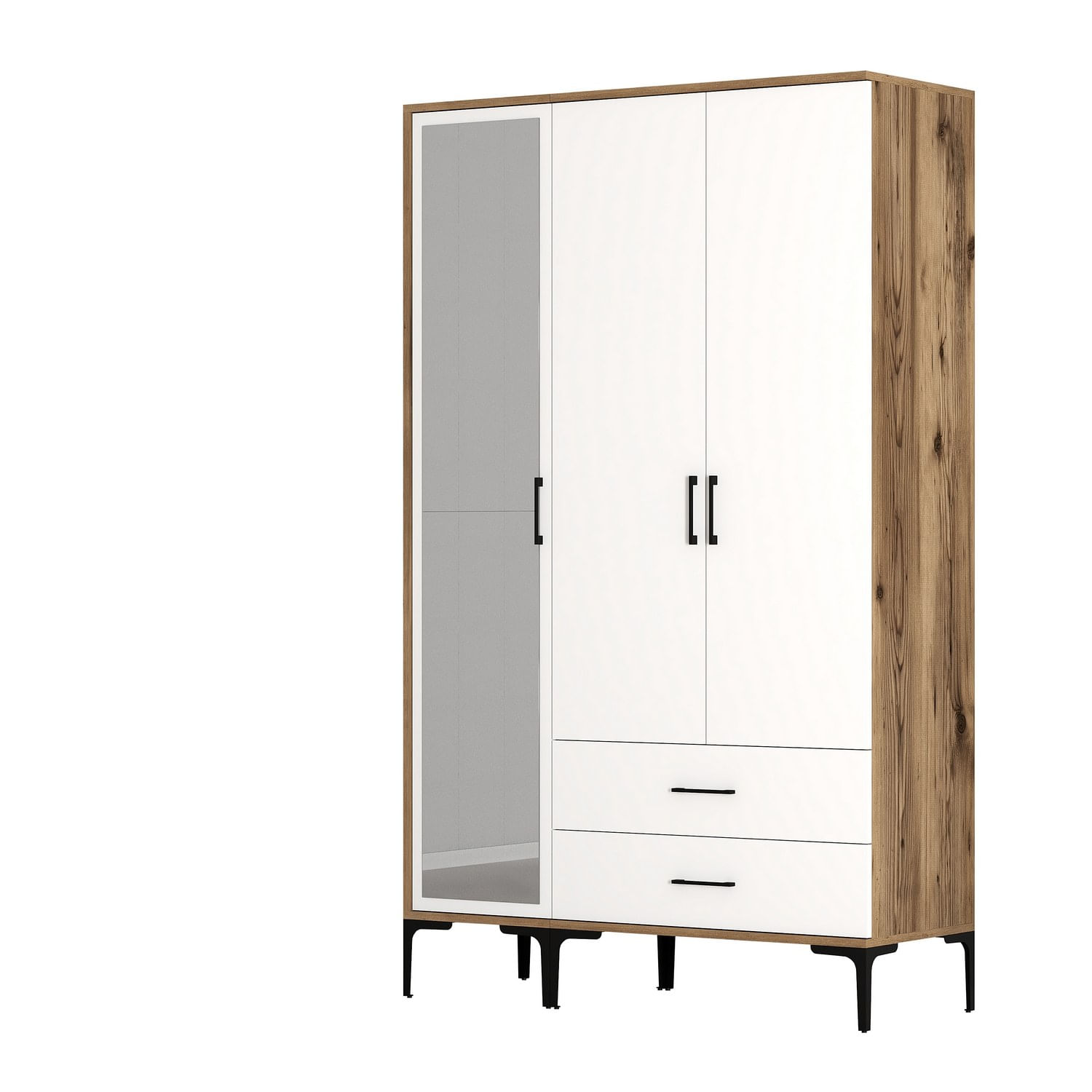 Dulap, Hanah Home, pal melaminat, nuc si alb, 120x47.5x201.4 cm — imaginea 5