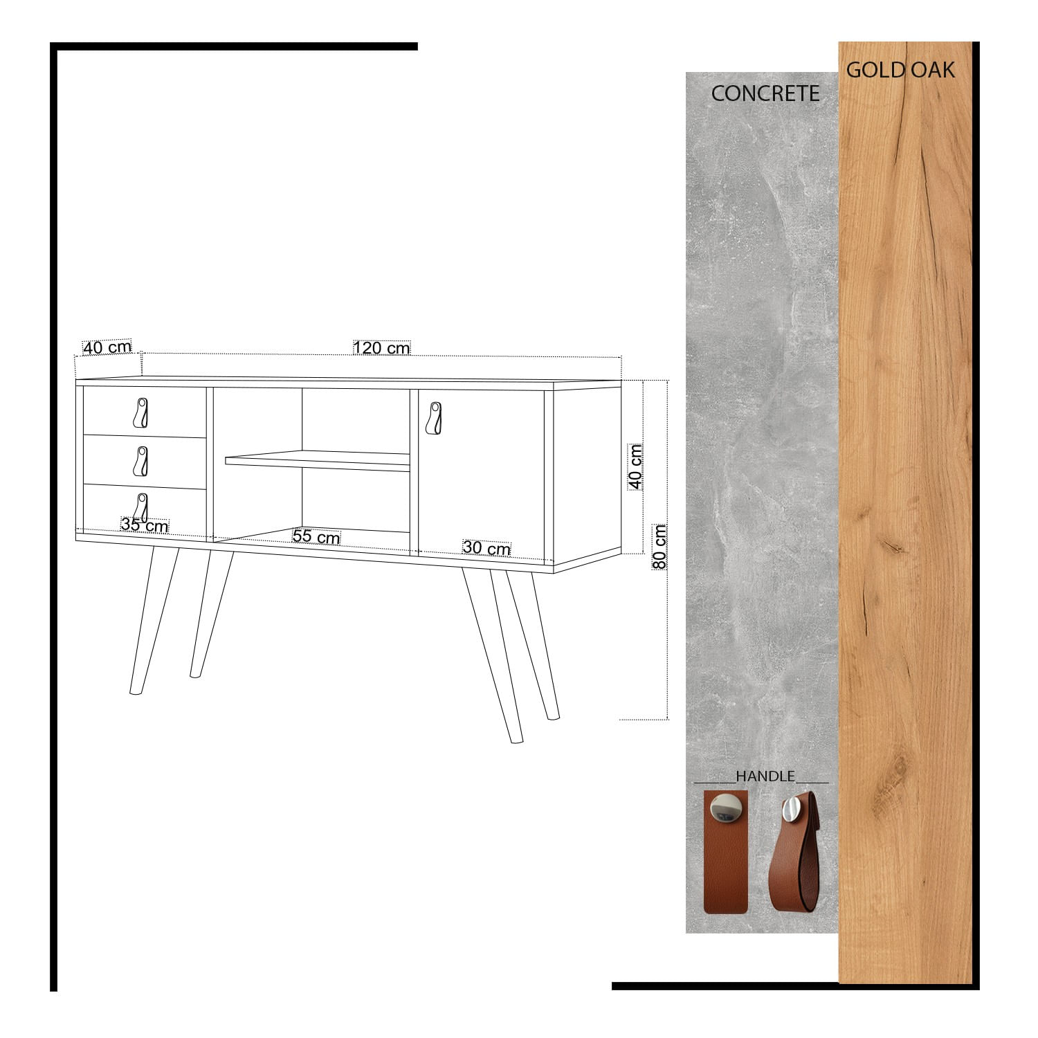 Consola, Hanah Home, pal melaminat, stejar si alb, 120x40x80 cm — imaginea 4