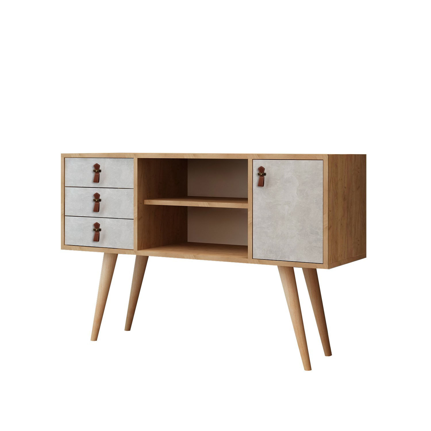 Consola, Hanah Home, pal melaminat, stejar si alb, 120x40x80 cm — imaginea 5