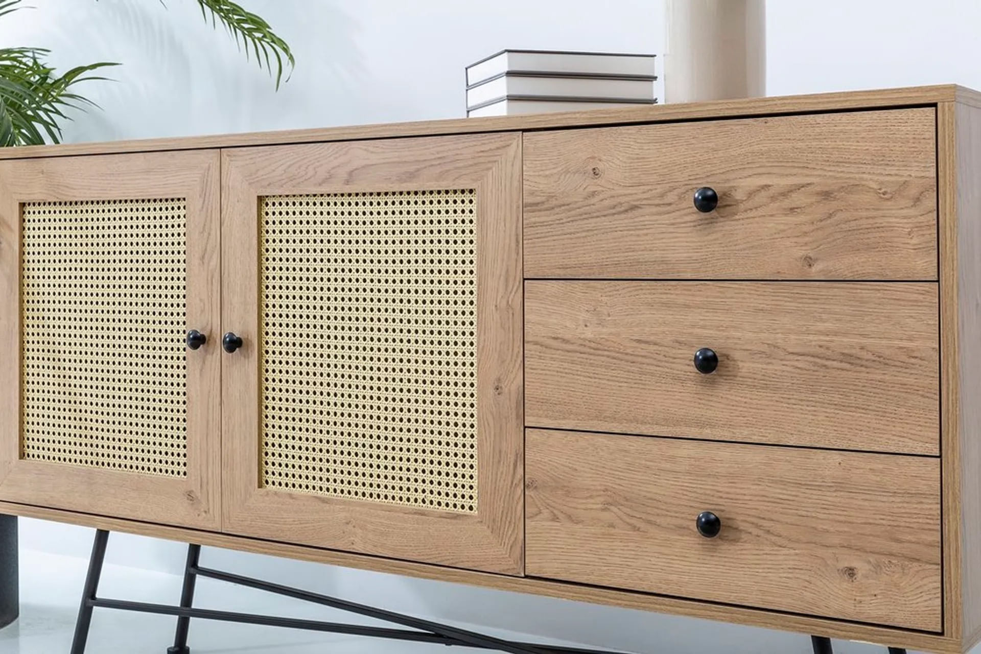 Consola, Hanah Home, pal melaminat, natural, 160x90x40 cm — imaginea 6