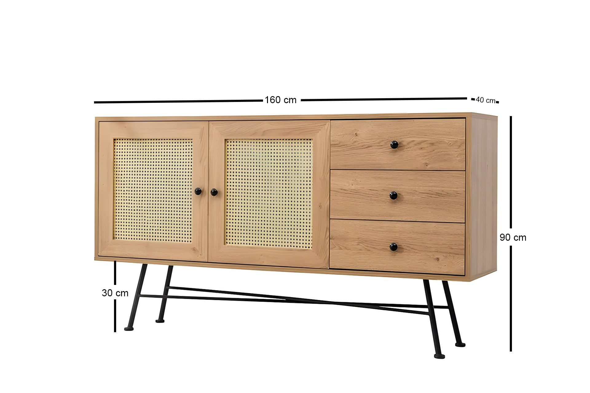 Consola, Hanah Home, pal melaminat, natural, 160x90x40 cm — imaginea 8