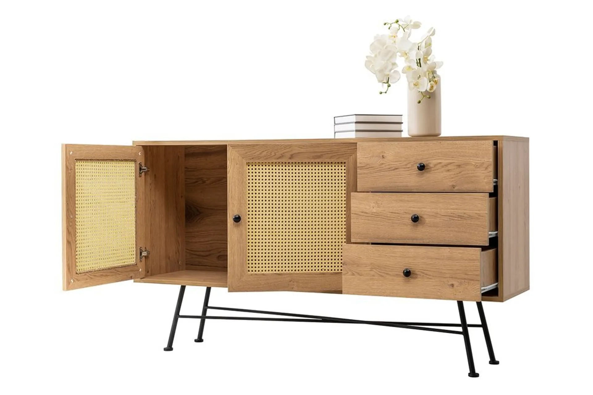 Consola, Hanah Home, pal melaminat, natural, 160x90x40 cm — imaginea 11
