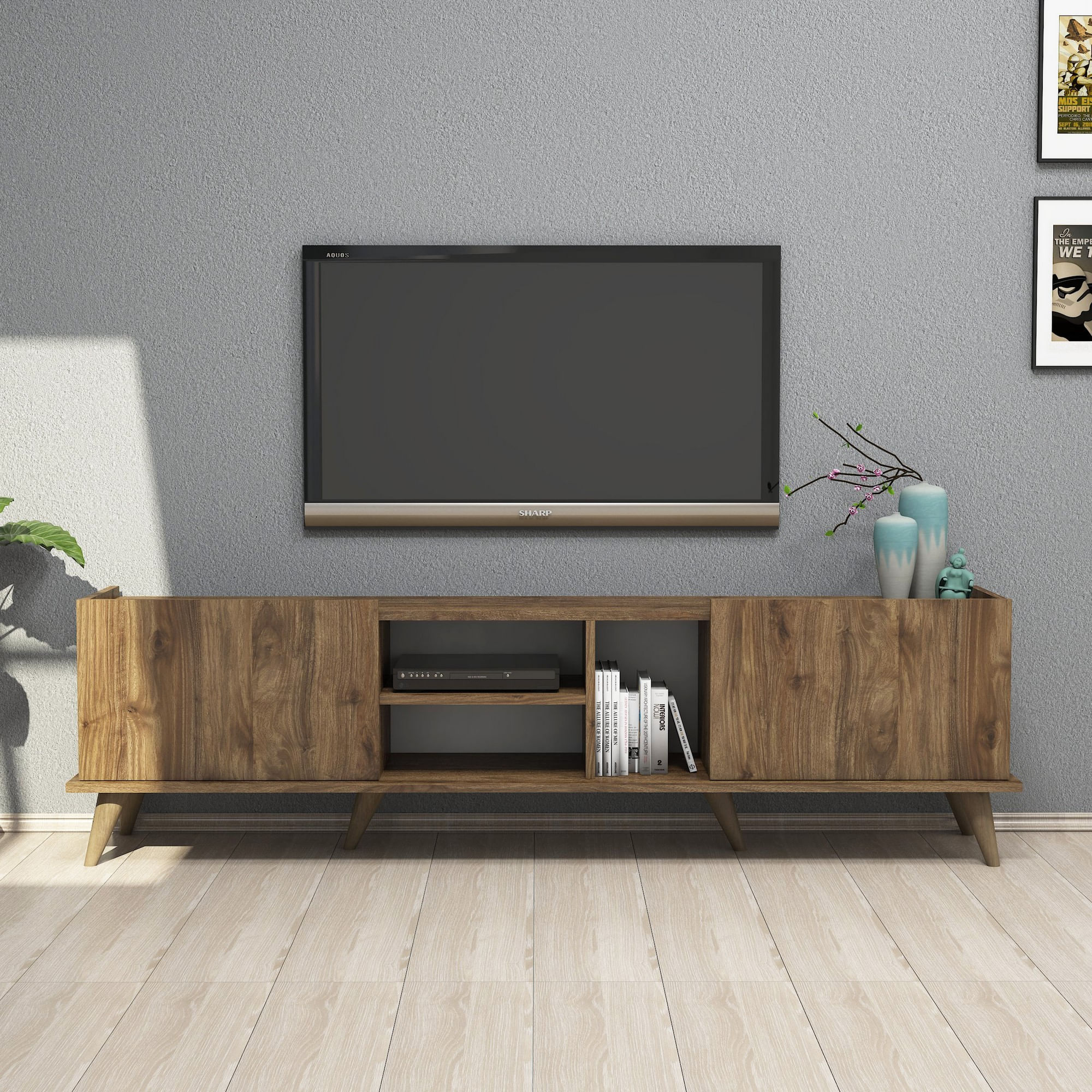 Comoda tv, Hanah Home, pal melaminat, nuc, 180x34x52 cm, 389MZA1101 — imaginea 3