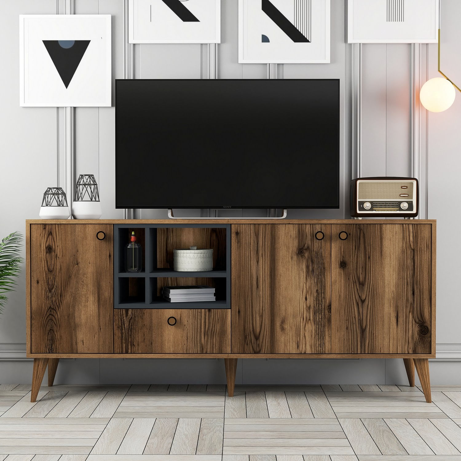 Consola, Hanah Home, pal melaminat, nuc, 180x35x81 cm — imaginea 2