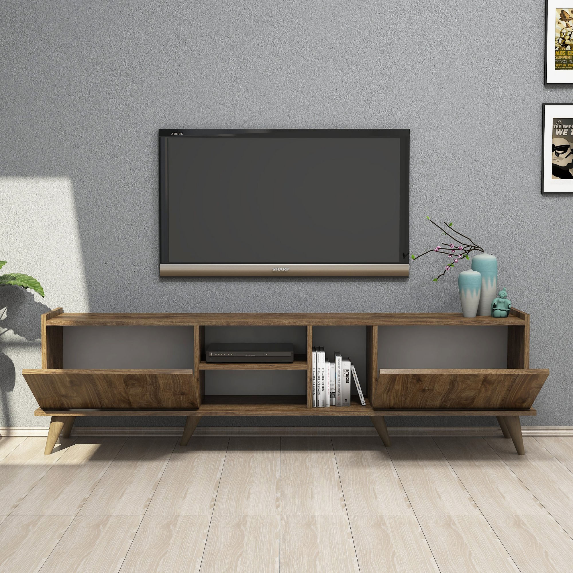 Comoda tv, Hanah Home, pal melaminat, nuc, 180x34x52 cm, 389MZA1101 — imaginea 5