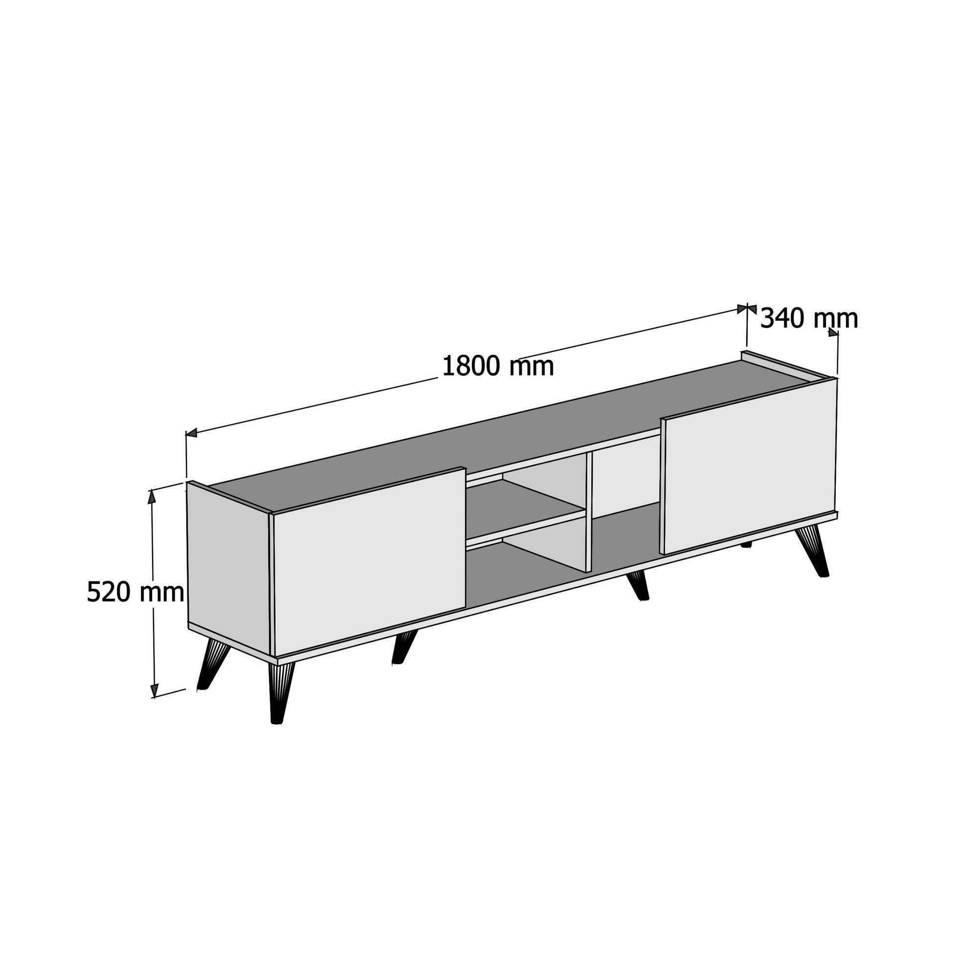 Comoda tv, Hanah Home, pal melaminat, nuc, 180x34x52 cm, 389MZA1101 — imaginea 6