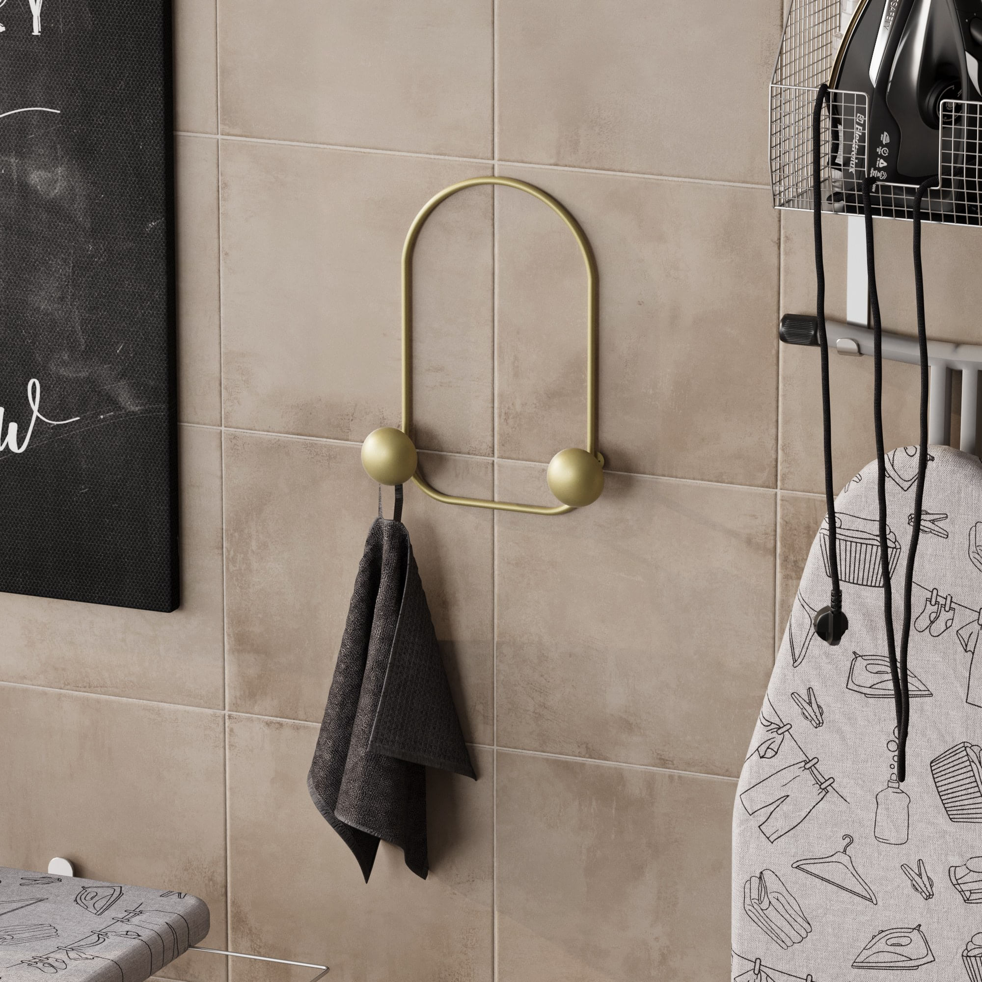 Carlig de perete, Wallxpert, metal, auriu, 25x7x33 cm — imaginea 2