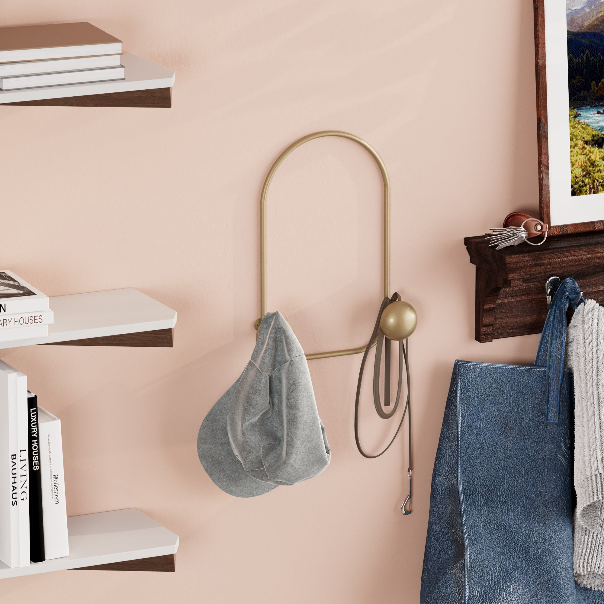 Carlig de perete, Wallxpert, metal, auriu, 25x7x33 cm — imaginea 5