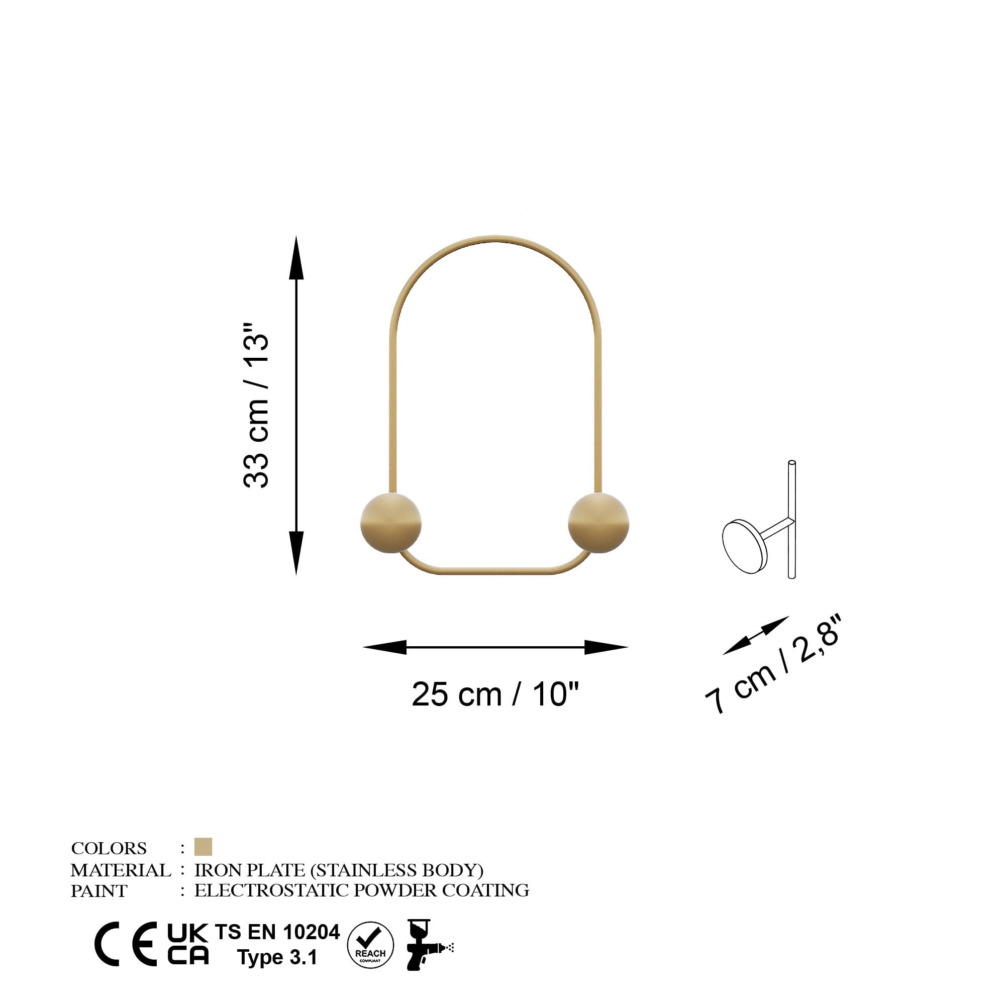 Carlig de perete, Wallxpert, metal, auriu, 25x7x33 cm — imaginea 6