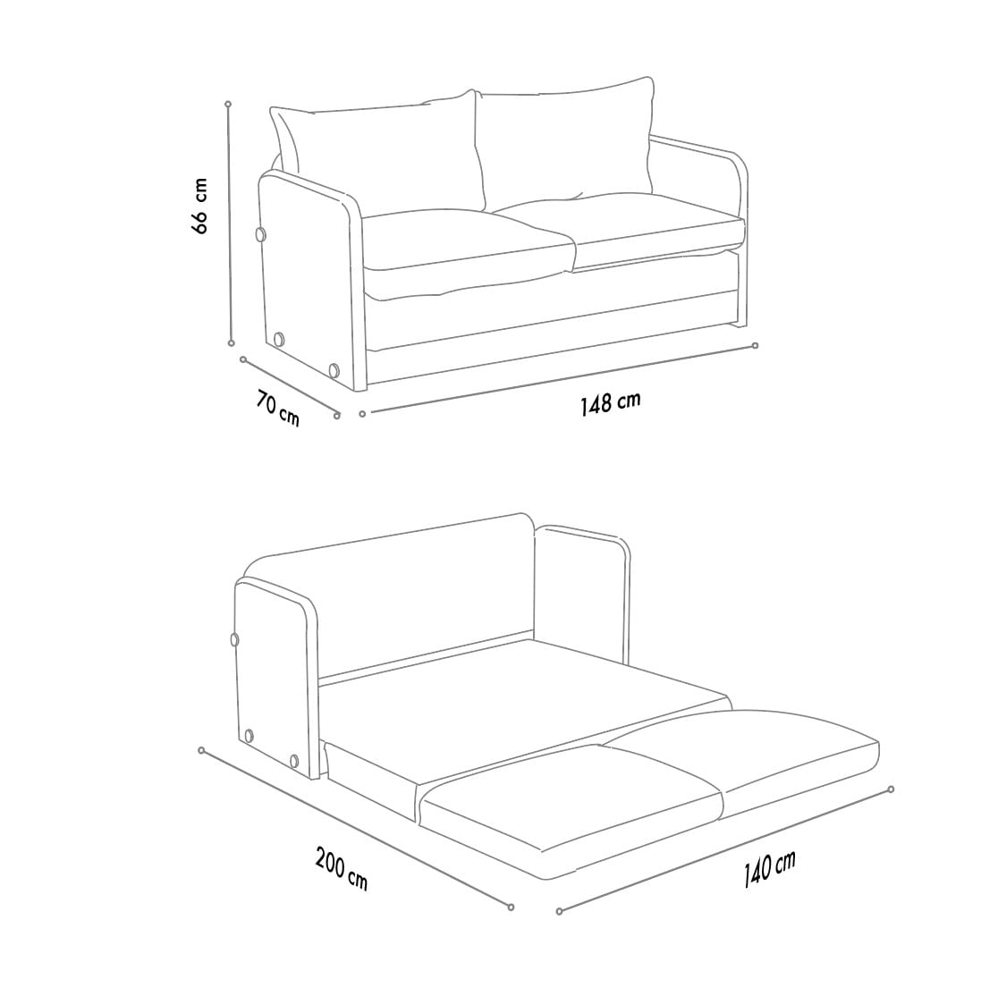 Canapea extensibila, Atelier Del Sofa, textil, gri deschis, 200x140 cm
