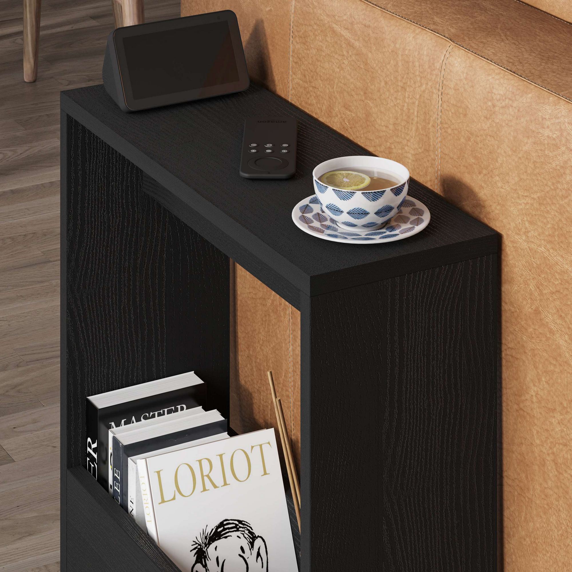 Consola, Hanah Home, pal melaminat, lemn negru, 55x20x60 cm — imaginea 4