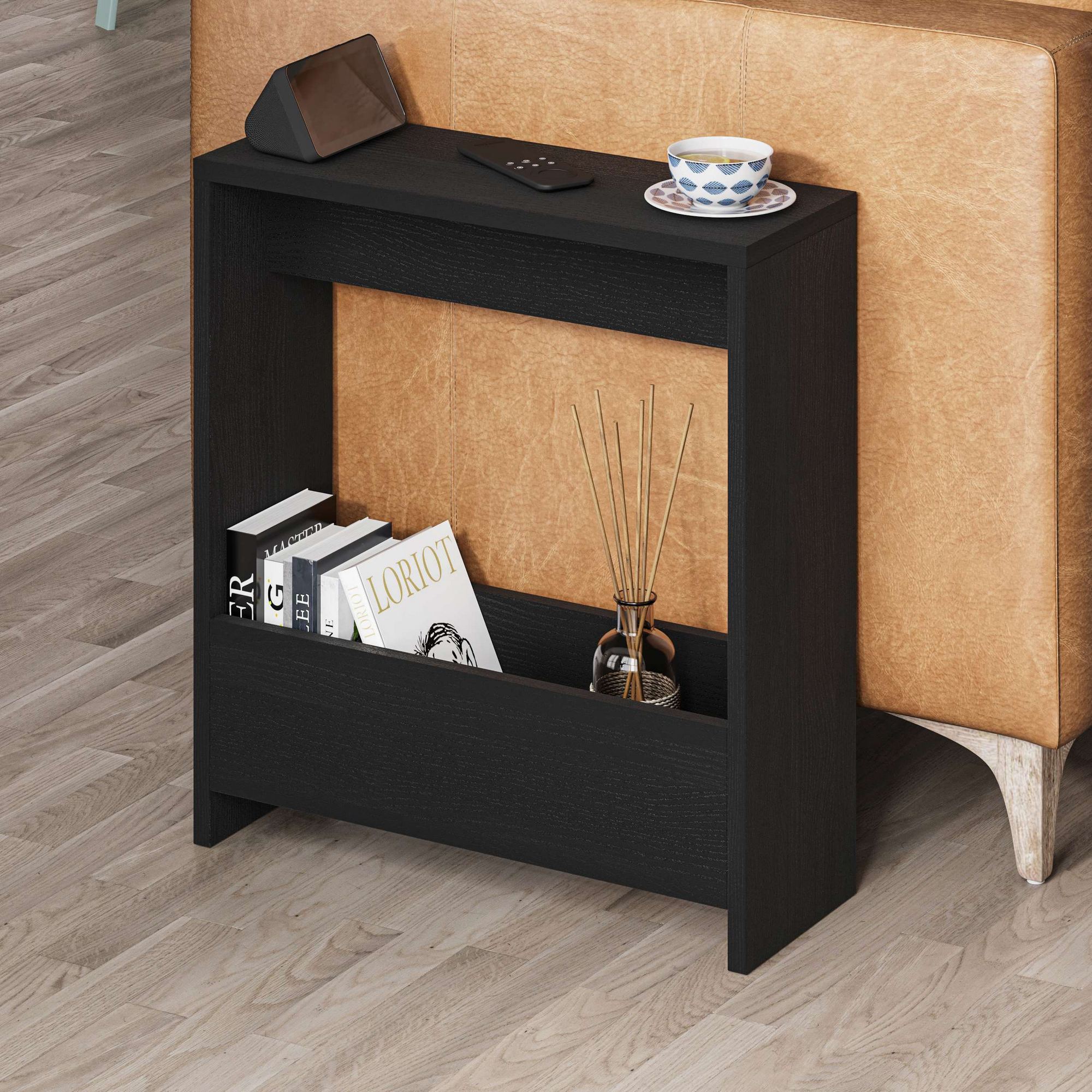 Consola, Hanah Home, pal melaminat, lemn negru, 55x20x60 cm — imaginea 5
