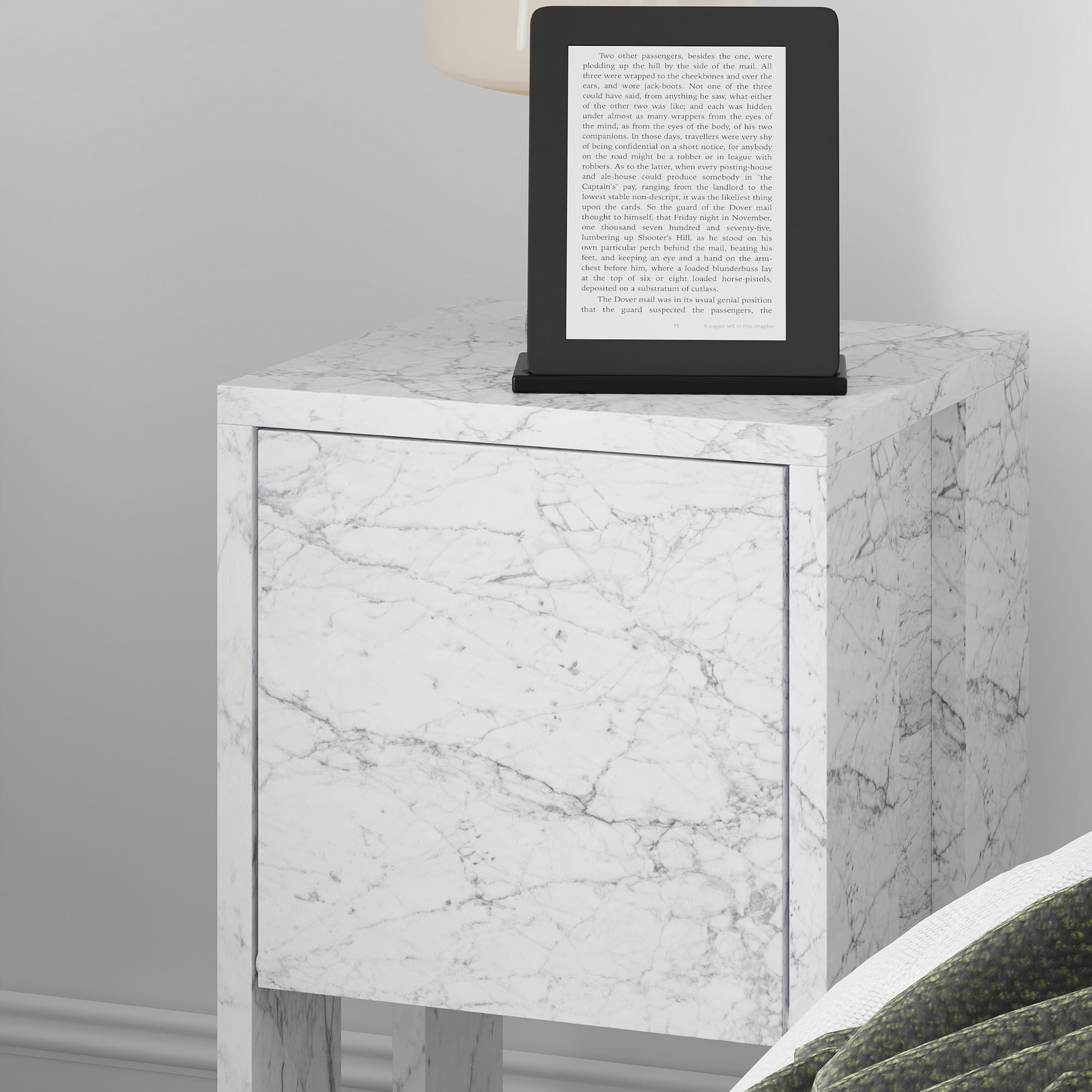 Noptiera, Hanah Home, panou de particule melaminat, marmura carrara, 30x30x55 cm, 776HMS3439 — imaginea 4