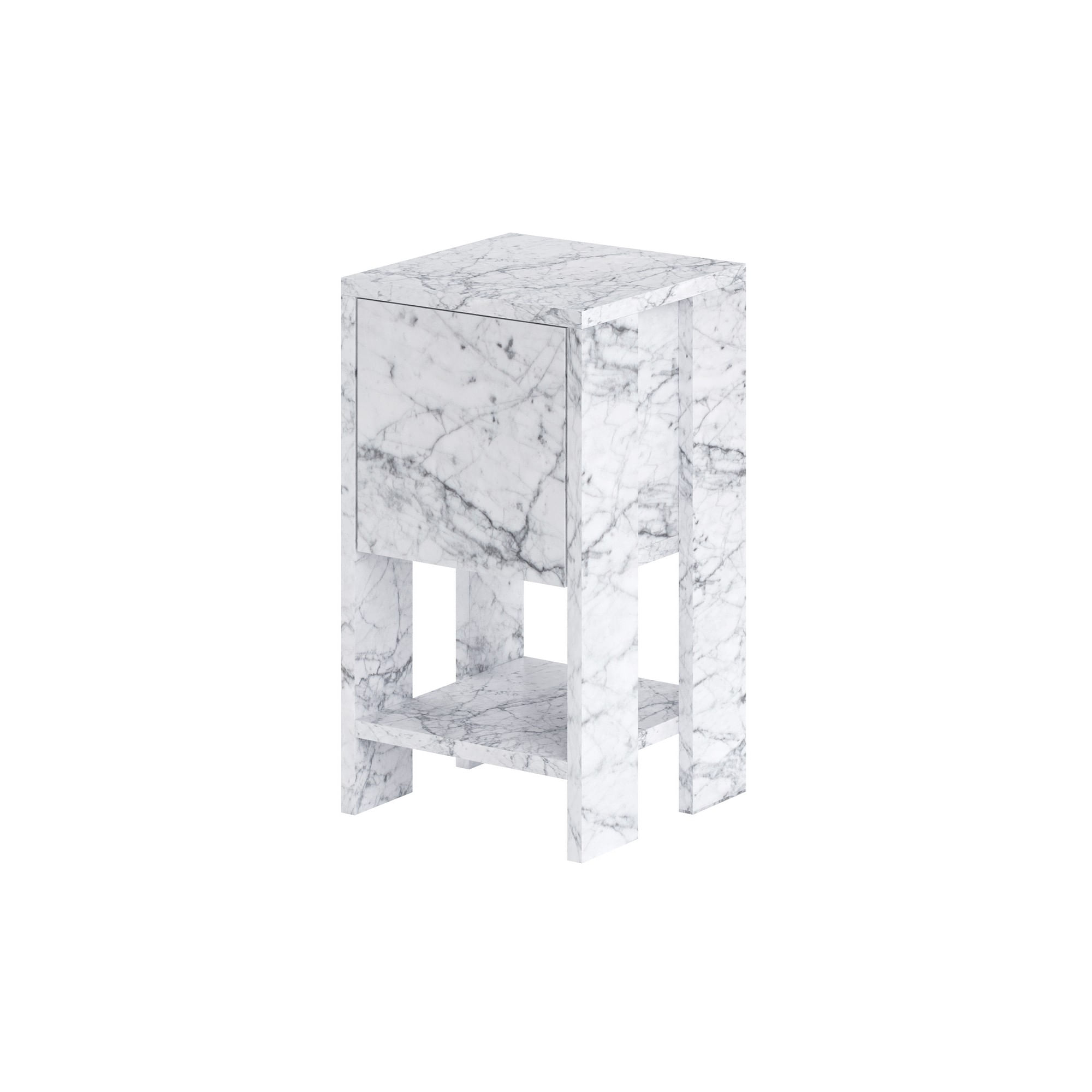 Noptiera, Hanah Home, panou de particule melaminat, marmura carrara, 30x30x55 cm, 776HMS3439 — imaginea 5