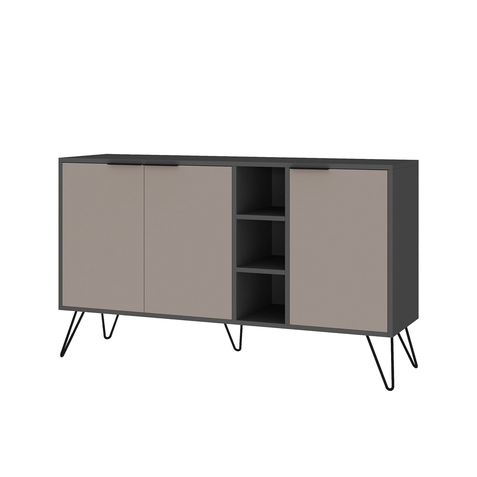 Consola, Hanah Home, pal melaminat, antracit si maro deschis, 142x35.6x83 cm — imaginea 3