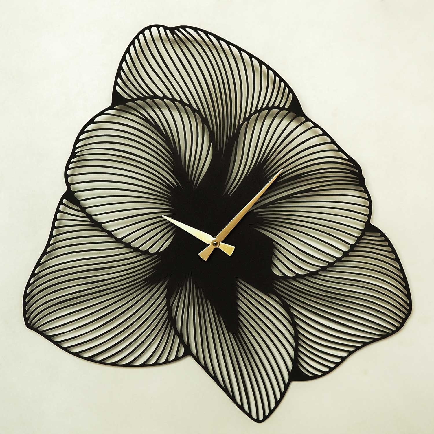 Ceas de perete decorativ, Wallxpert, otel, negru, 70x70 cm