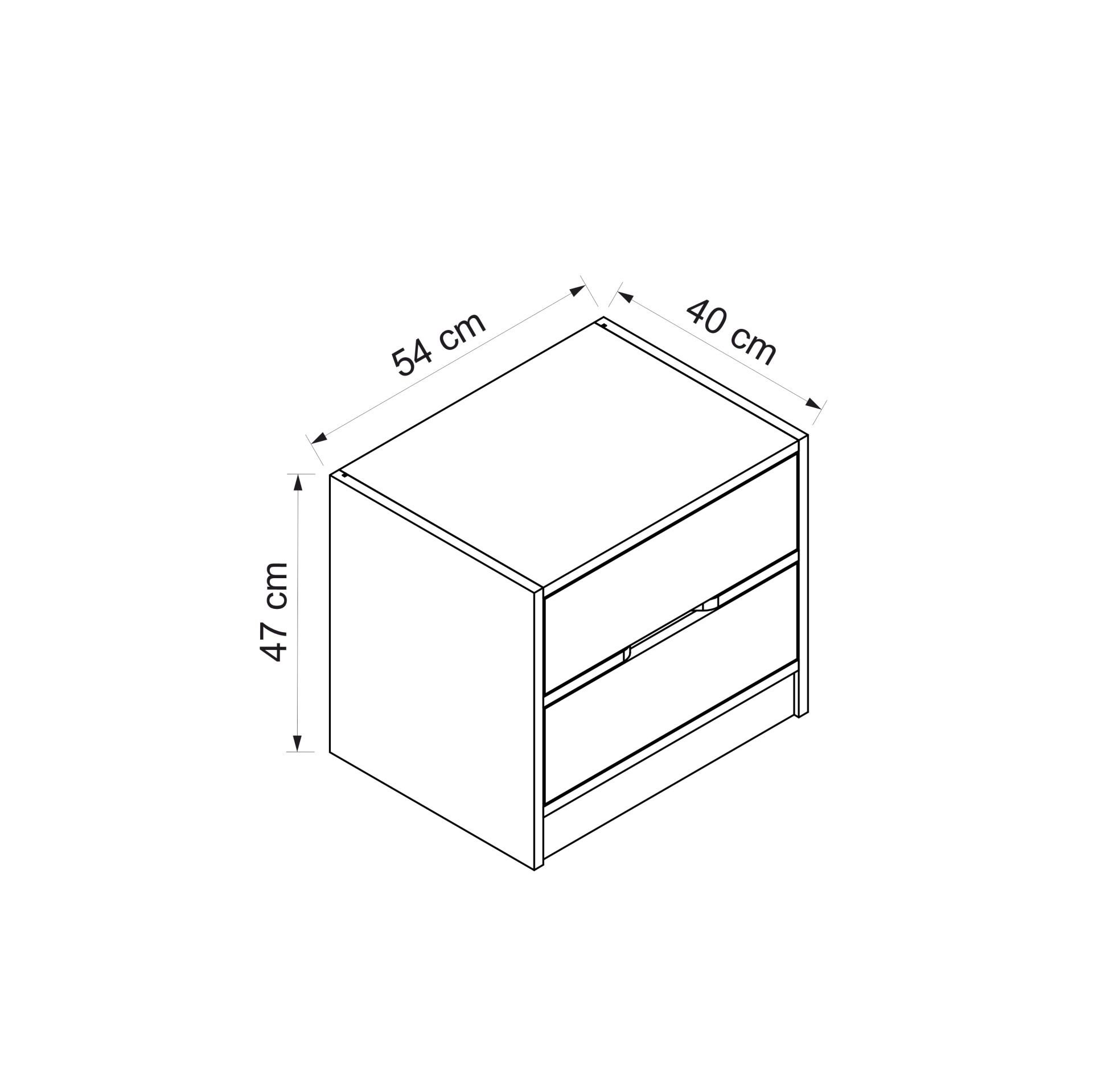 Noptiera, Hanah Home, pal melaminat, nuc si alb, 54x47x40 cm — imaginea 2