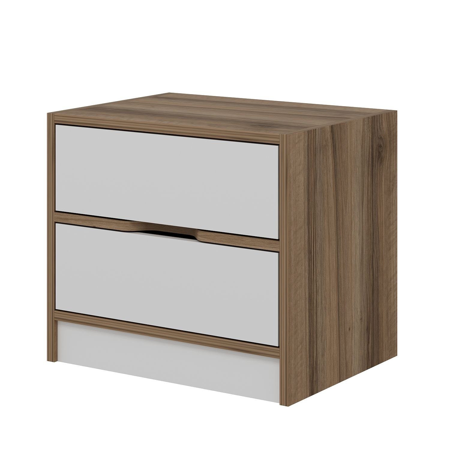 Noptiera, Hanah Home, pal melaminat, nuc si alb, 54x47x40 cm — imaginea 4