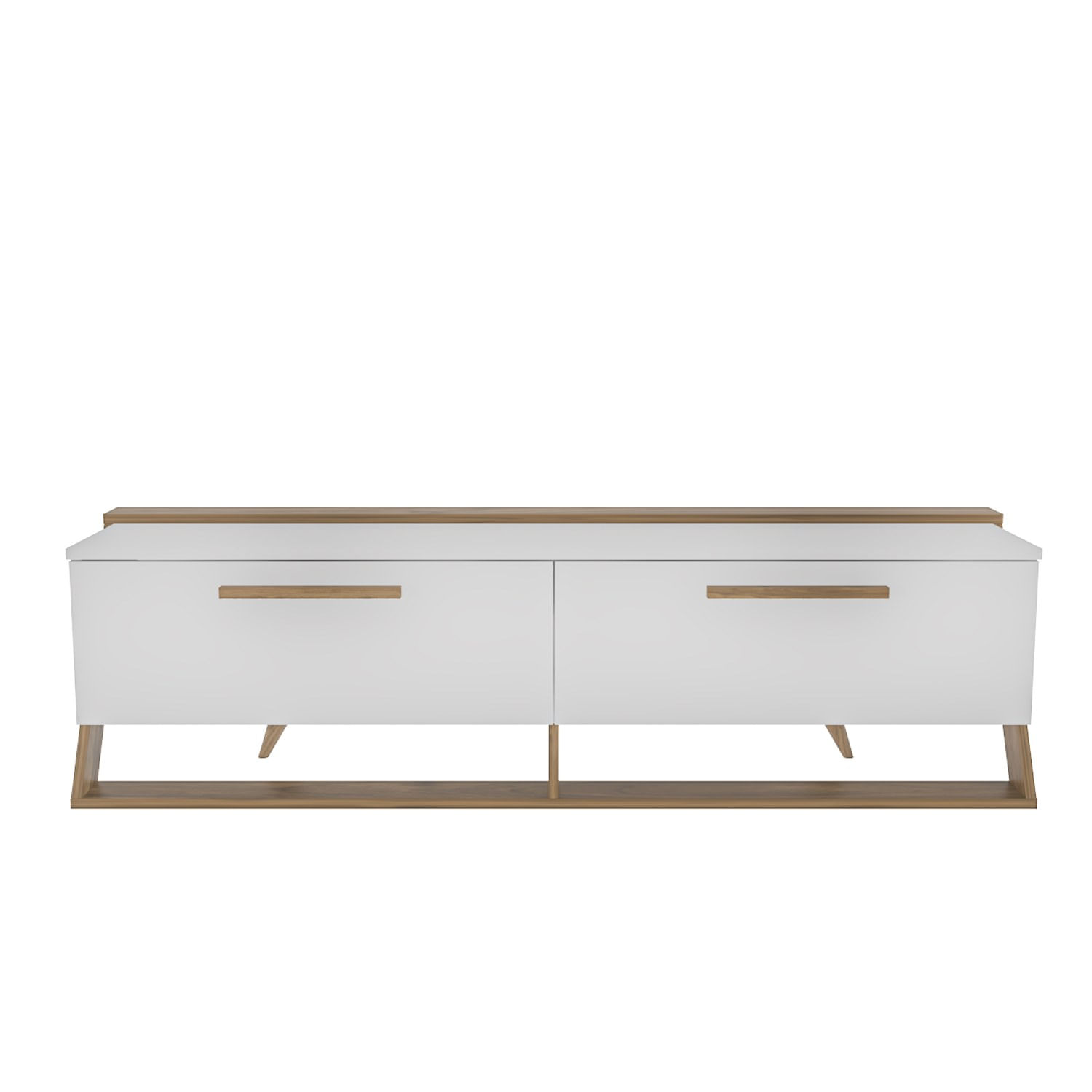 Comoda tv, Hanah Home, pal melaminat, alb si nuc, 163.8x46.8x36.6 cm — imaginea 3