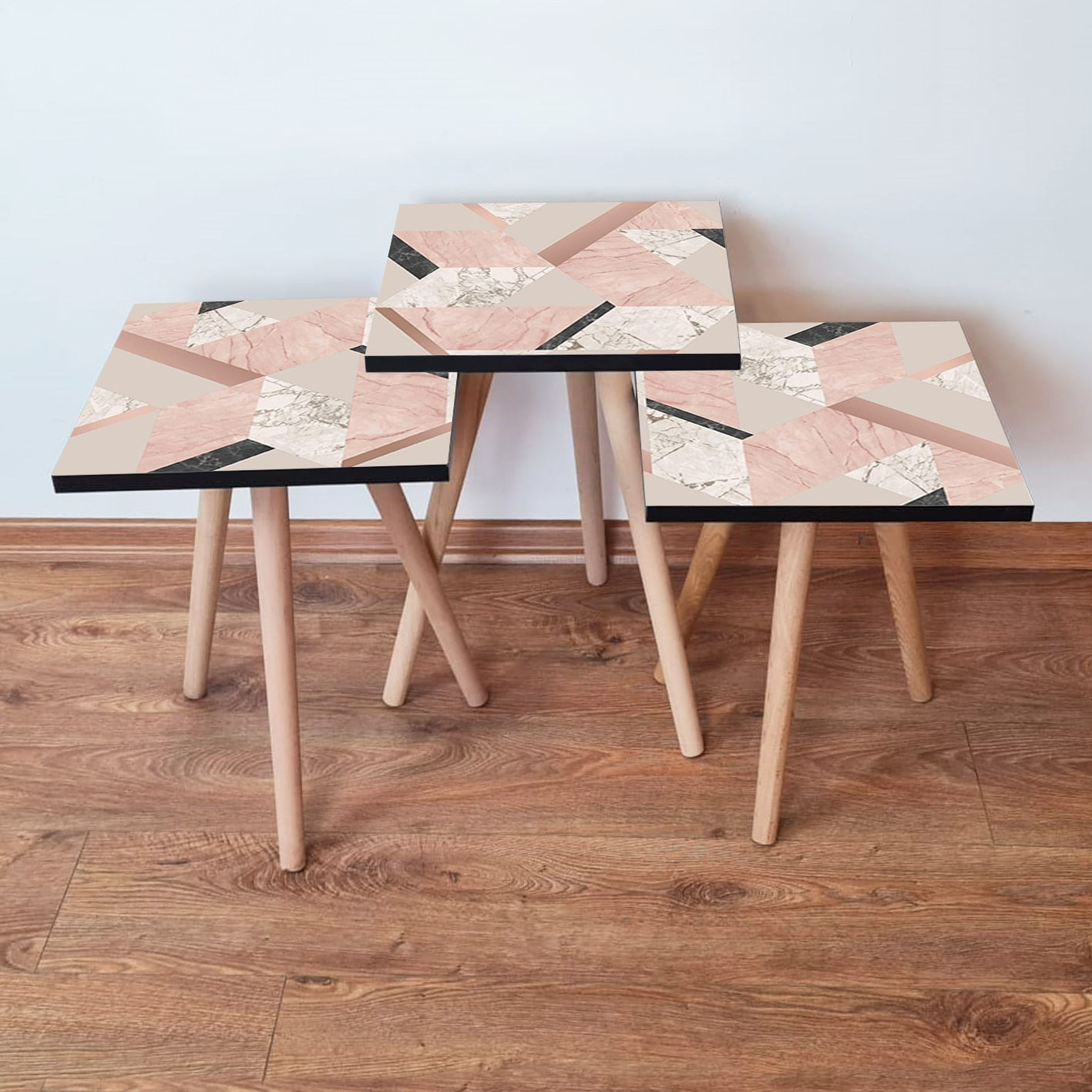 Set masute de cafea, Hanah Home, mdf, multicolor, 35x35x52 cm, 481LNA2924