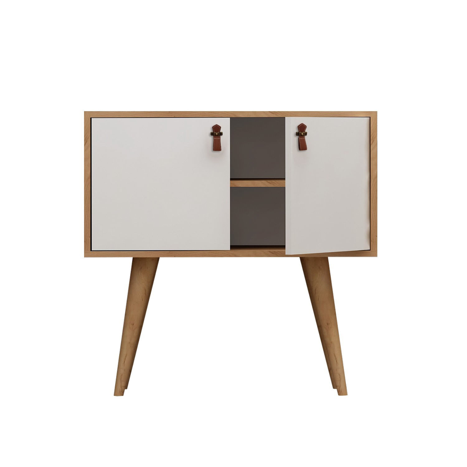Consola, Hanah Home, pal melaminat, stejar si alb, 80x80x40 cm — imaginea 2