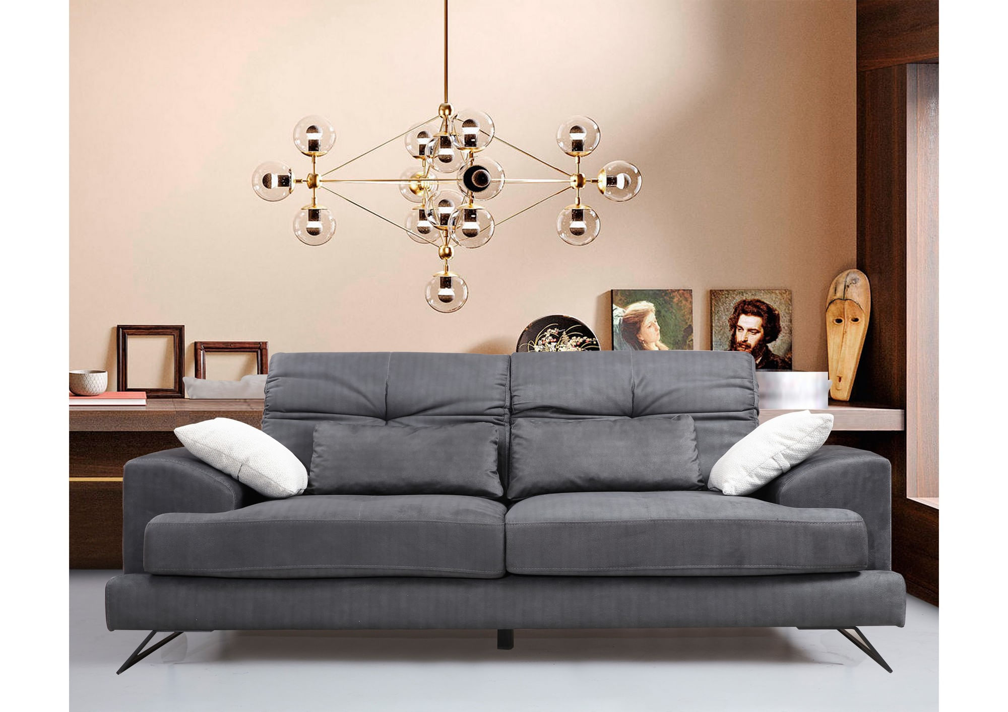 Canapea 2 locuri, Hanah Home, poliester, antracit, 185x92x79 cm — imaginea 2