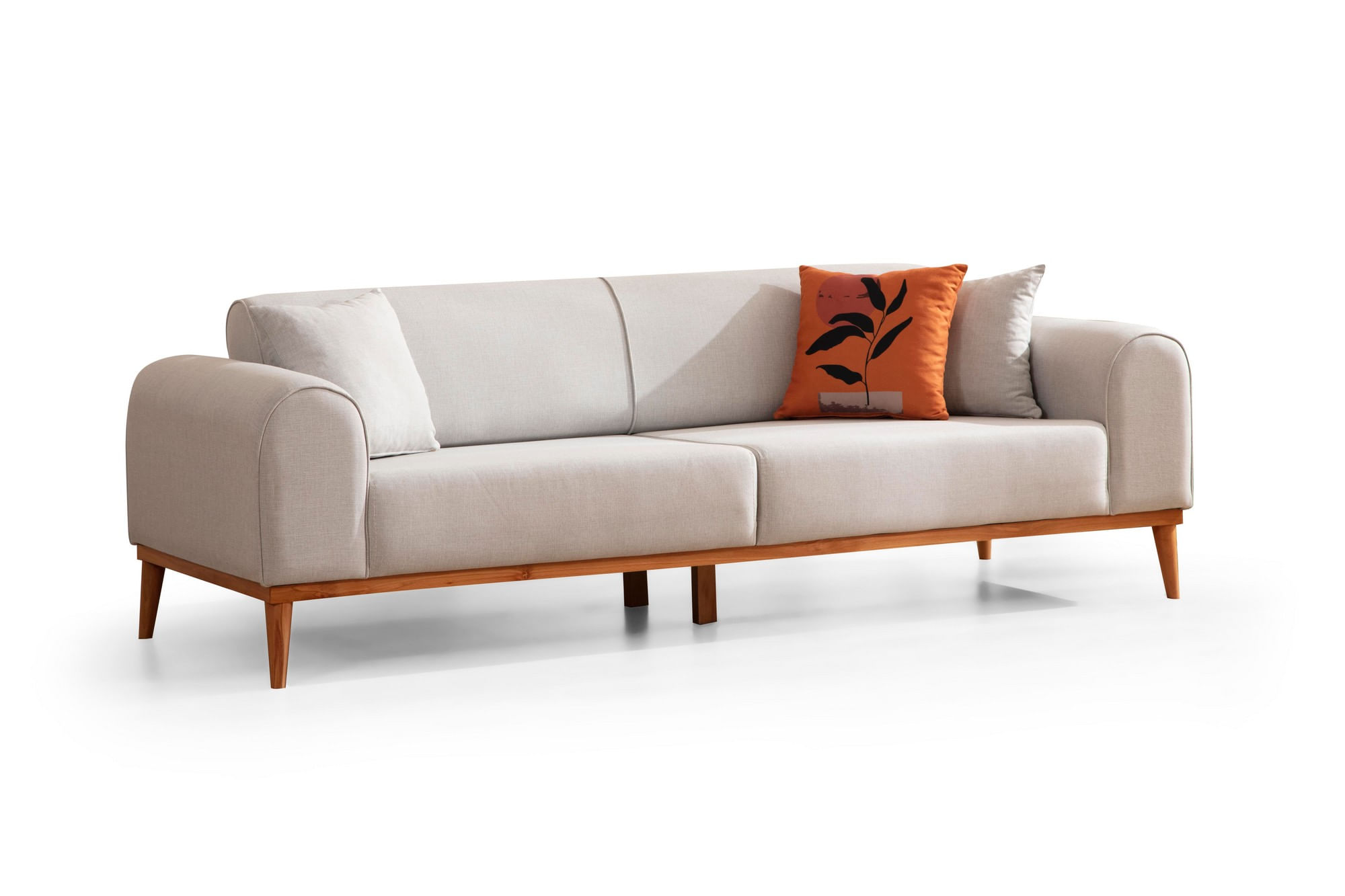 Canapea extensibila, Atelier Del Sofa, lemn fag si panouri aglomerate, crem, 220x84x77 cm — imaginea 3