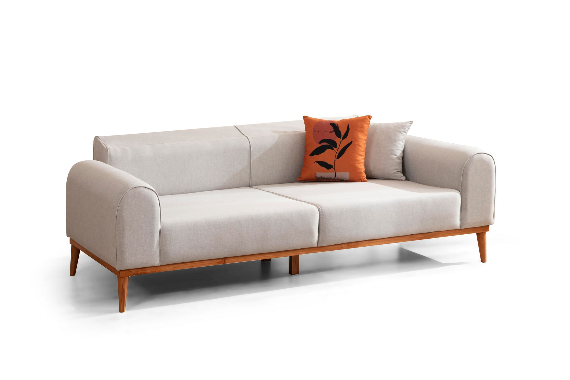 Canapea extensibila, Atelier Del Sofa, lemn fag si panouri aglomerate, crem, 220x84x77 cm — imaginea 4