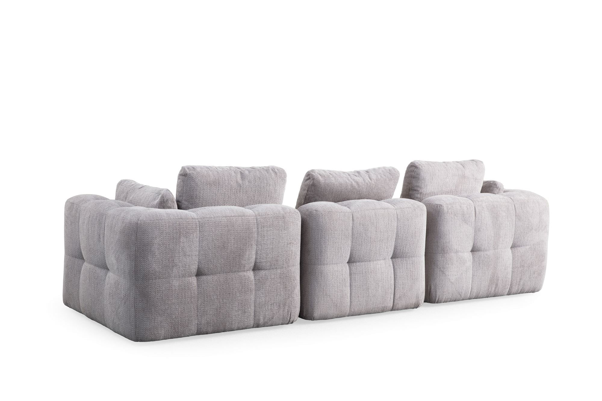 Canapea 3 locuri, Atelier Del Sofa, lemn fag si pal, gri deschis, 290x100x65 cm — imaginea 4