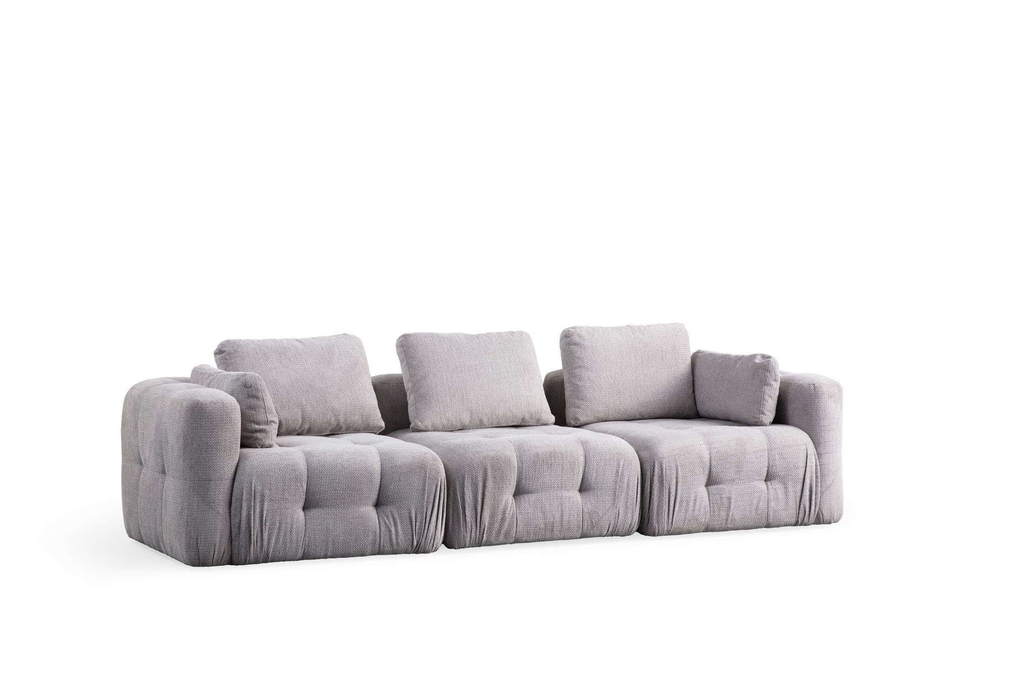 Canapea 3 locuri, Atelier Del Sofa, lemn fag si pal, gri deschis, 290x100x65 cm — imaginea 7