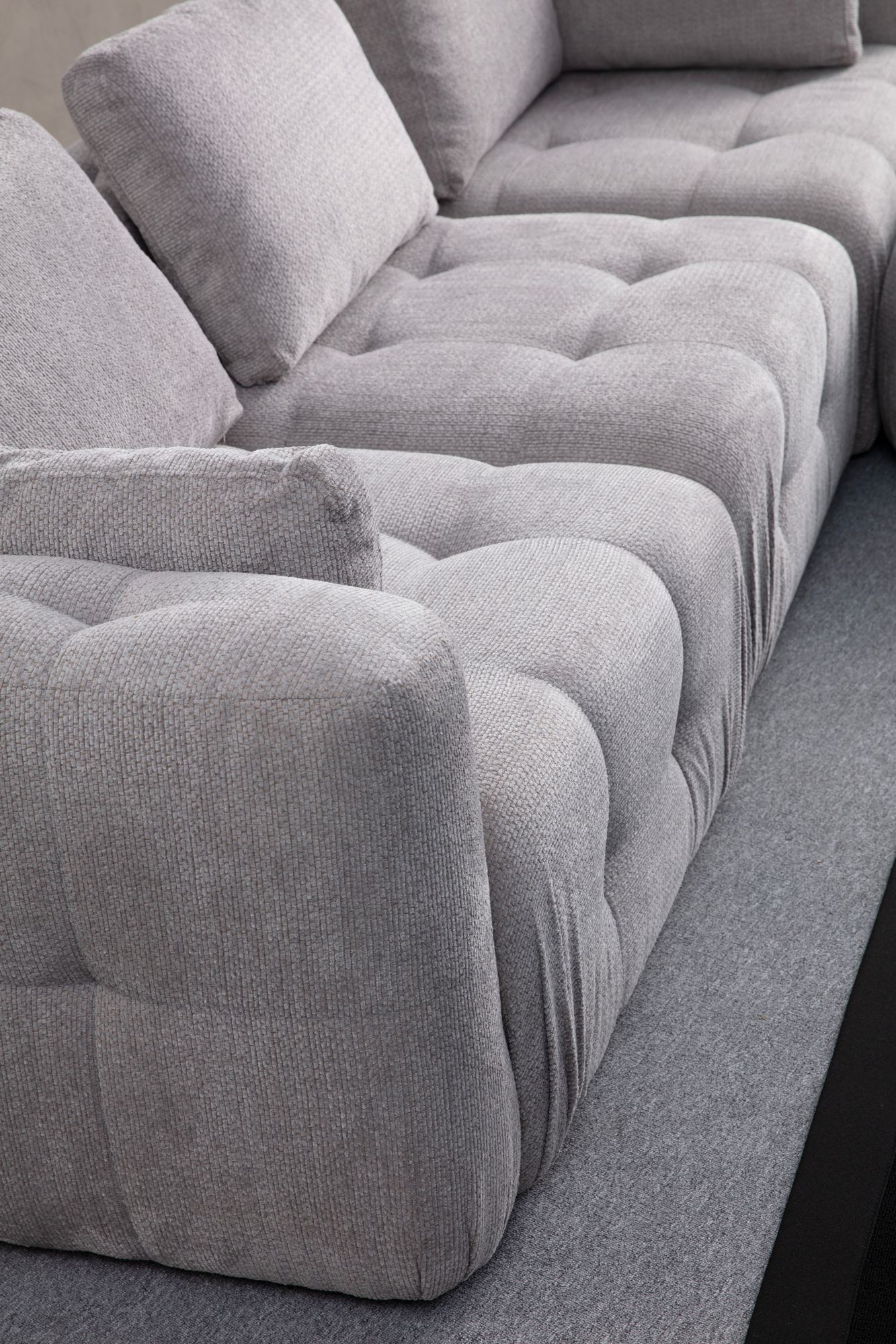 Canapea 3 locuri, Atelier Del Sofa, lemn fag si pal, gri deschis, 290x100x65 cm — imaginea 8