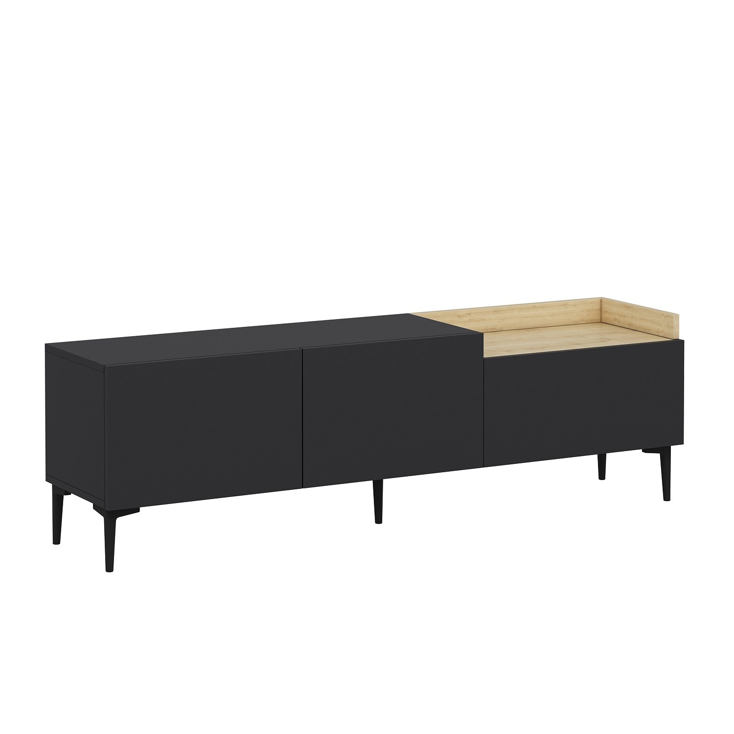 Suport tv, Hanah Home, pal melaminat, antracit, 160x37x48 cm — imaginea 2